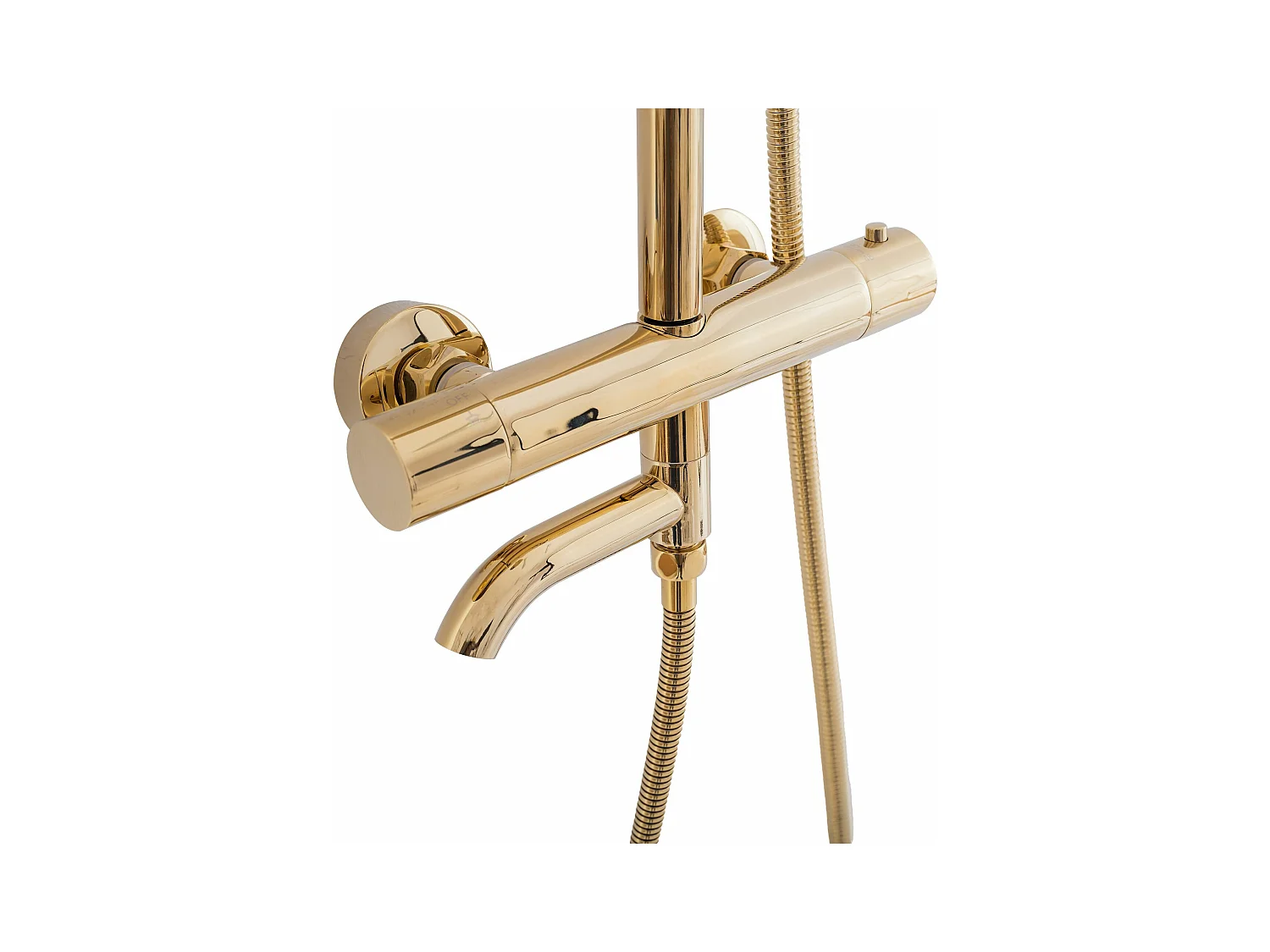 Douche set met thermostaat REA Lungo TermoStat Gold - Ultra-regendouche en kraan met elementen