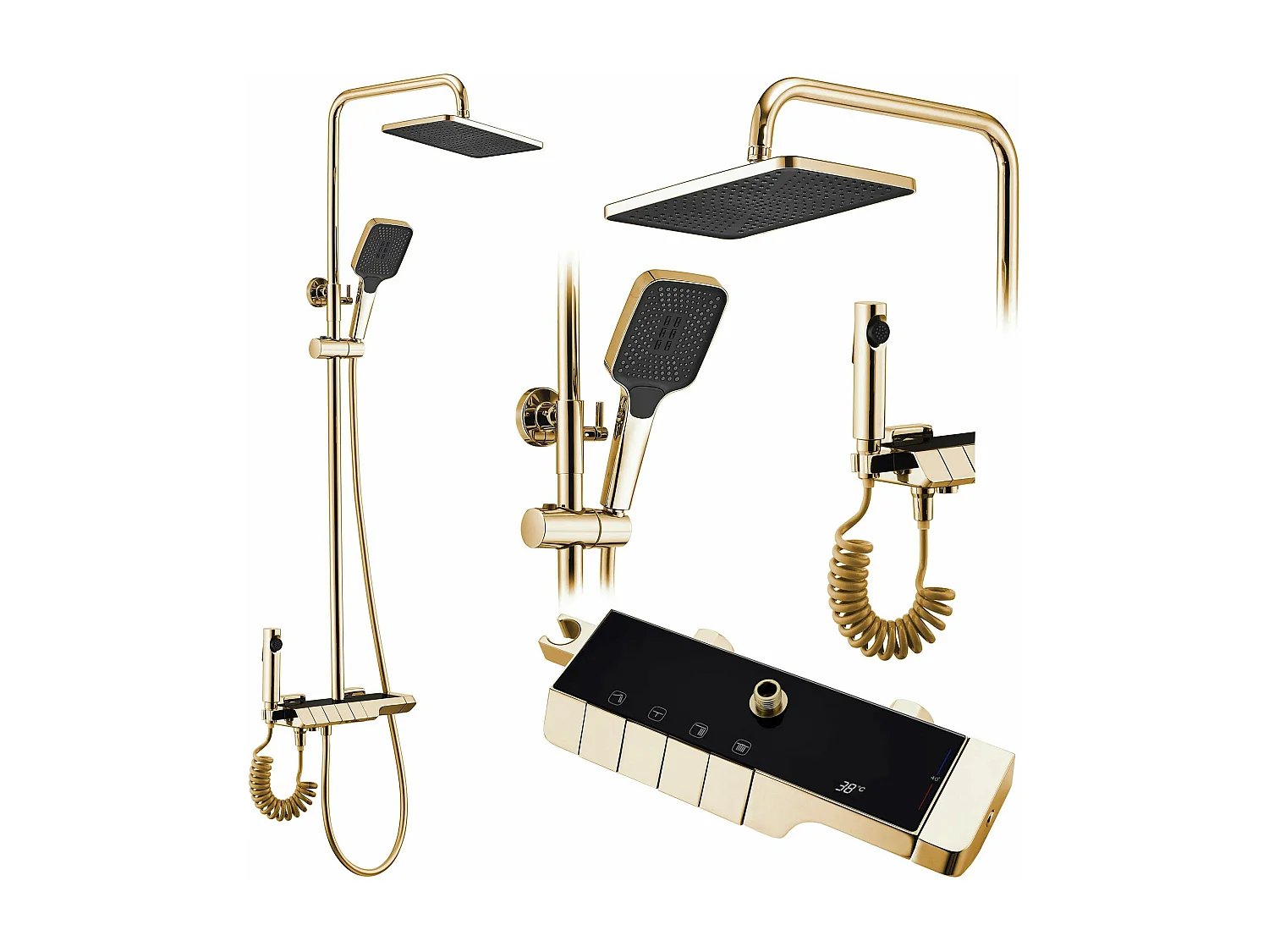 Duschgarnitur Mit Thermostat Rea Rob Termostat Gold