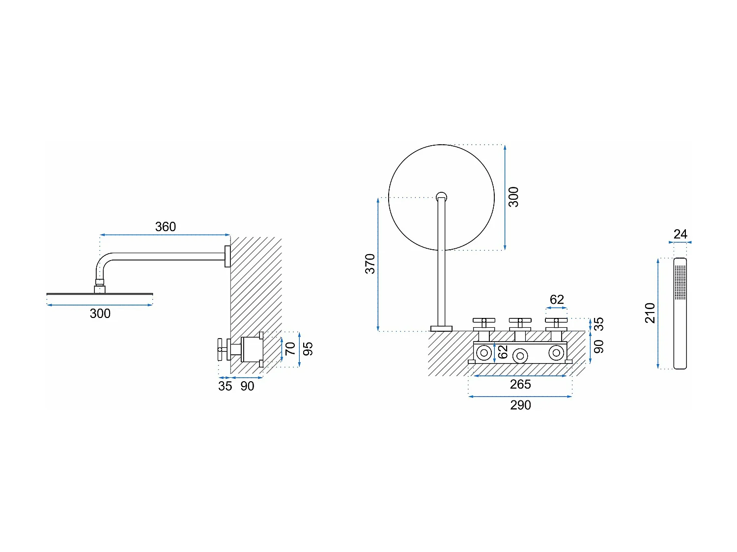 Set Doccia Da Incasso Rea Exit Black