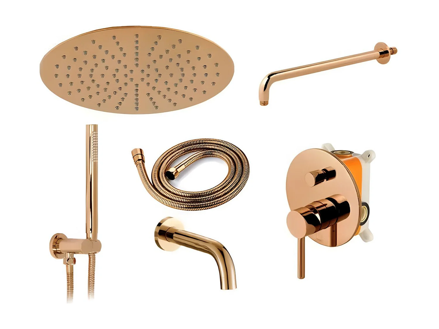 Conjunto Banheira E Chuveiro Embutido Rea Lungo Rose Gold