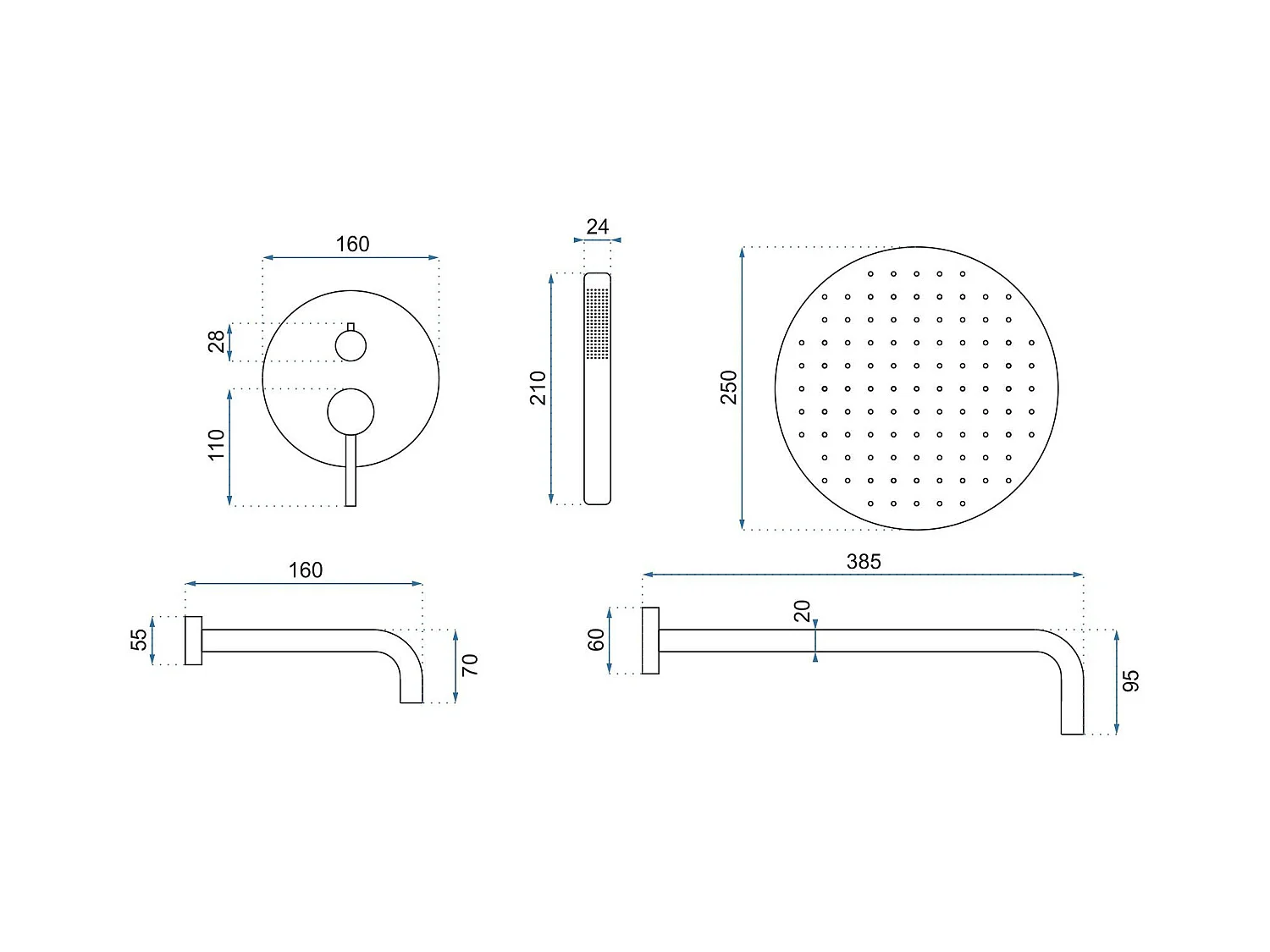 Colonne De Douche-Baignoire Encastrée Rea Lungo Rose Gold