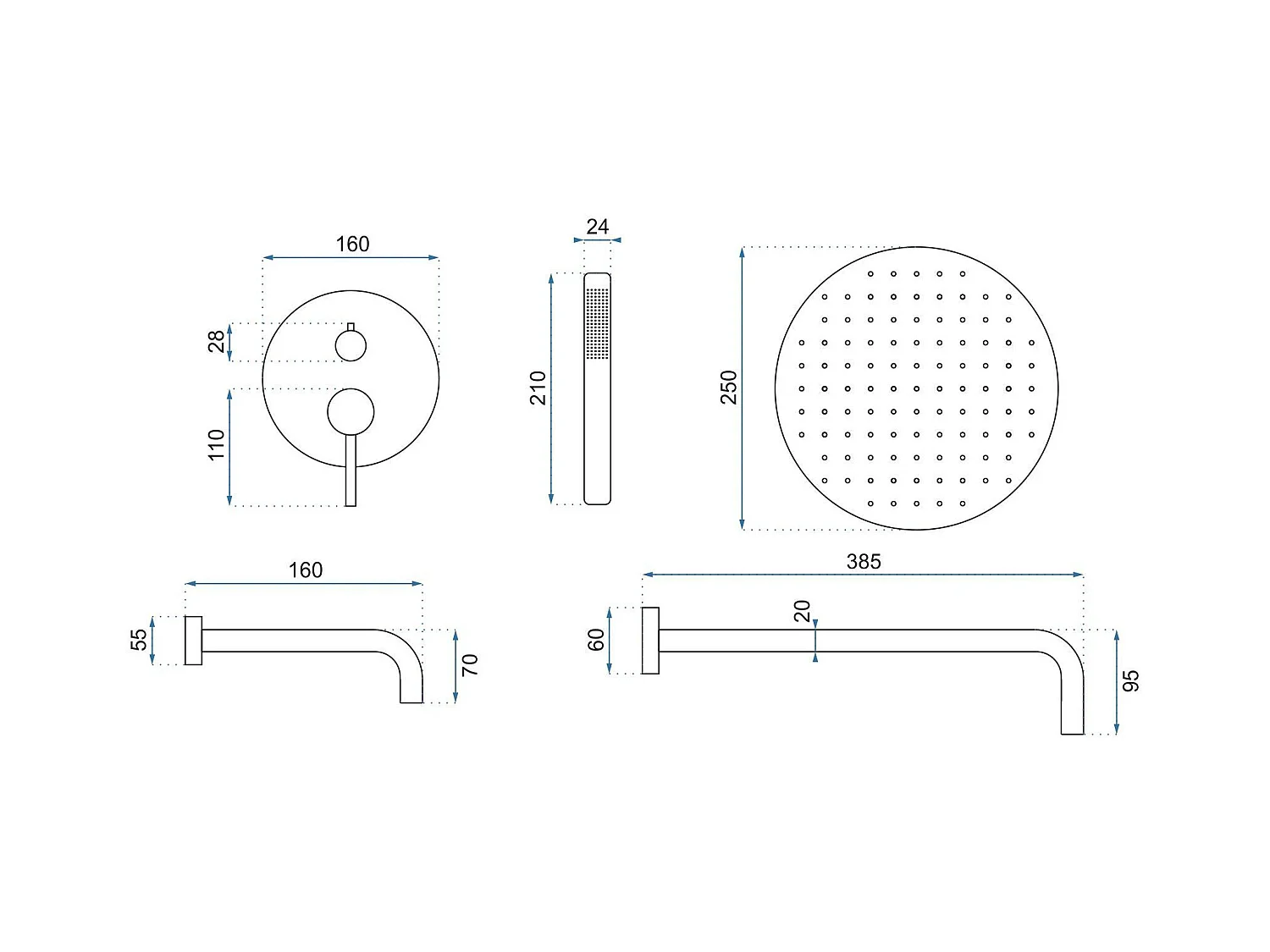 Colonne De Douche-Baignoire Encastrée Rea Lungo Rose Gold
