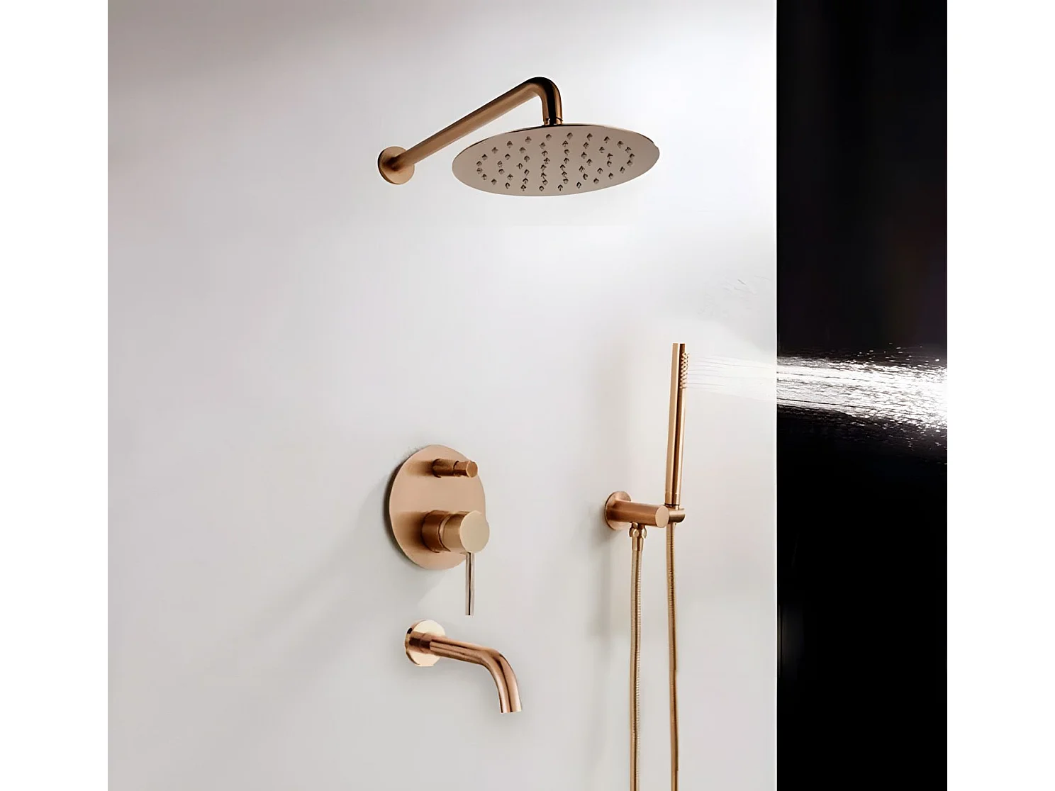 Colonne De Douche-Baignoire Encastrée Rea Lungo Rose Gold
