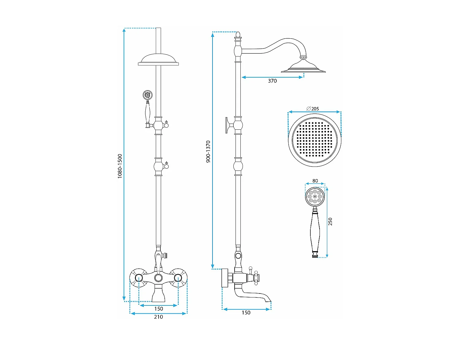 Kit De Douche Rea Retro Black