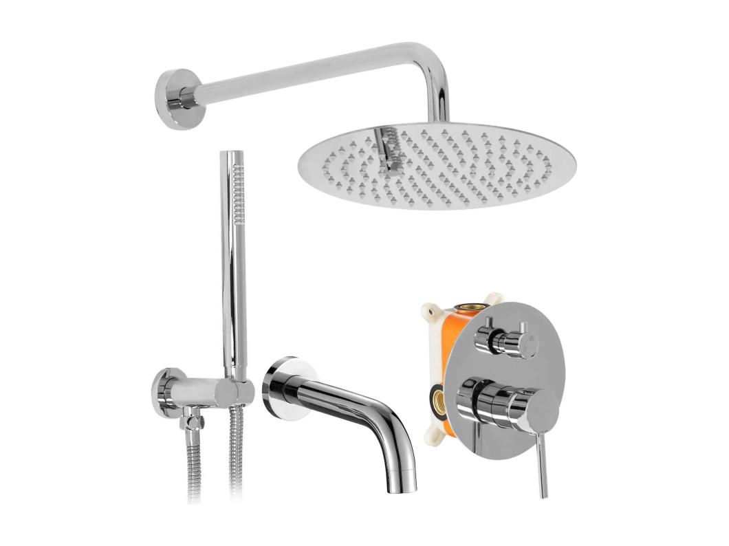 Set Da Vasca-Doccia Da Incasso Rea Lungo 0 Chrome
