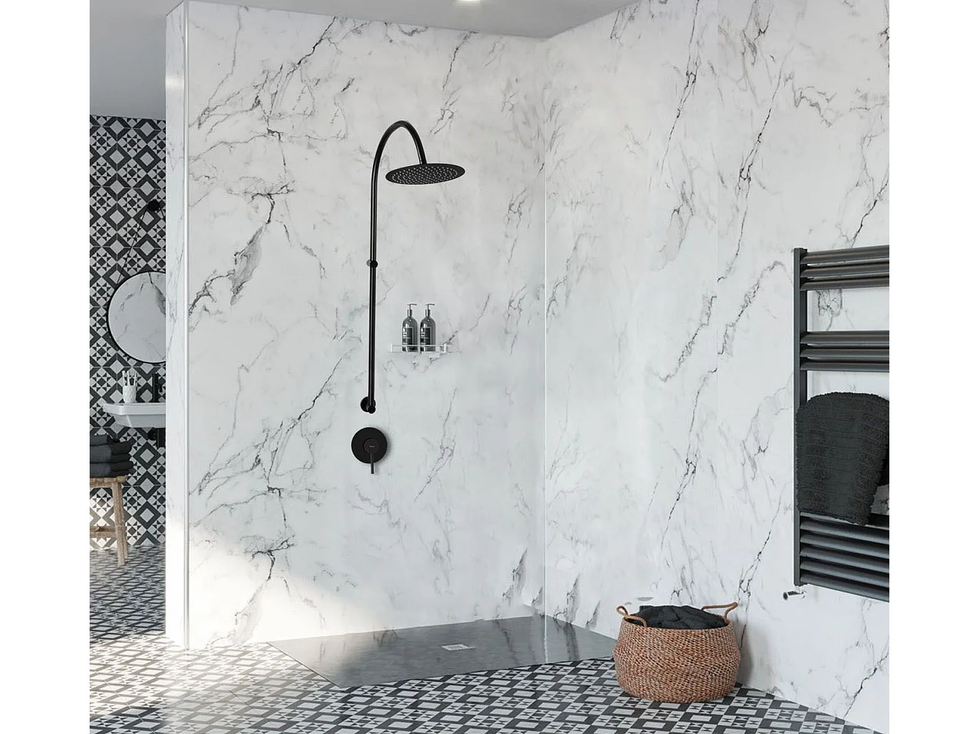Conjunto De Duche Embutido Rea Lugano Black