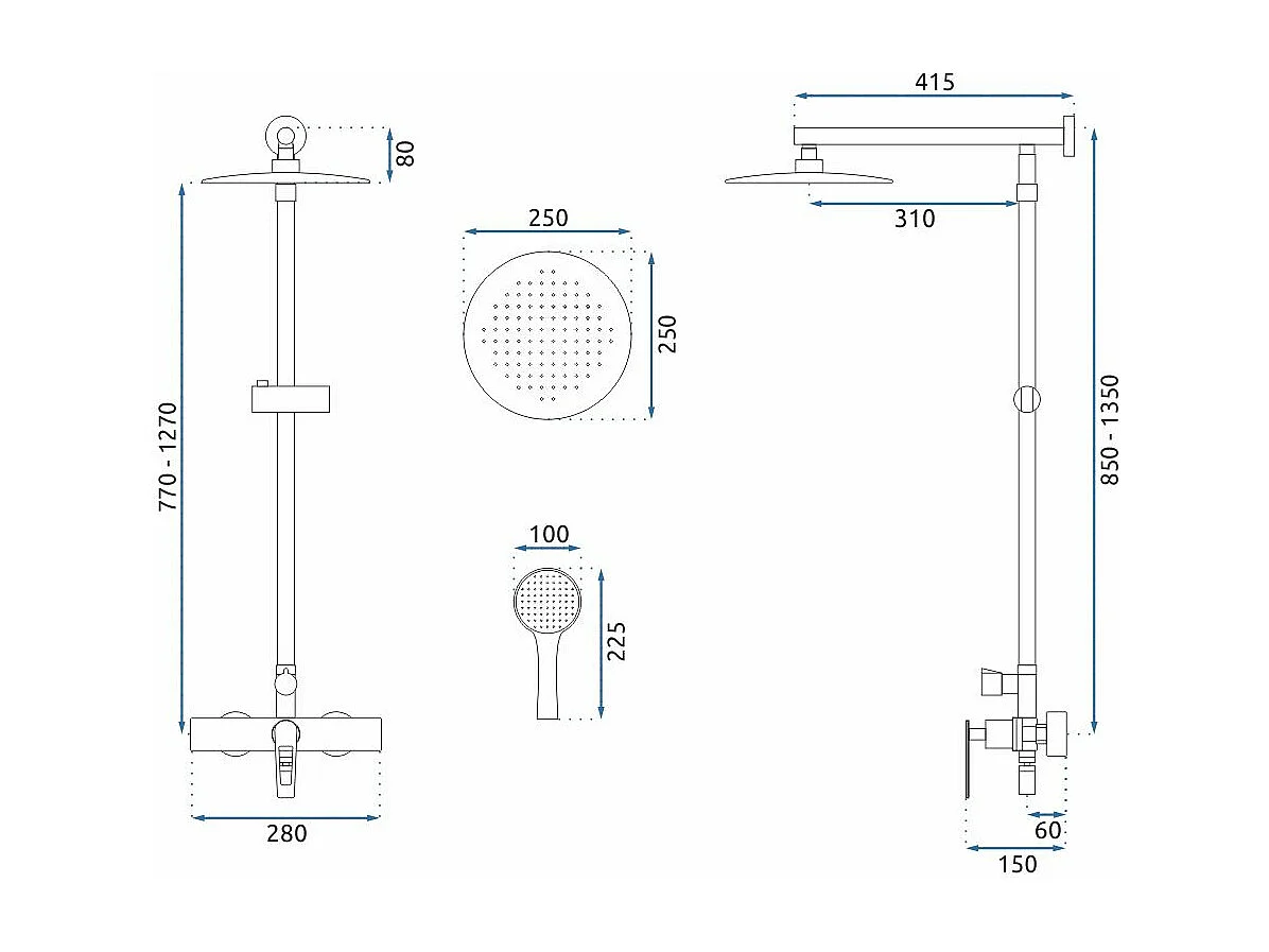 Conjunto De Chuveiro Cromado Rea Aldi Gold