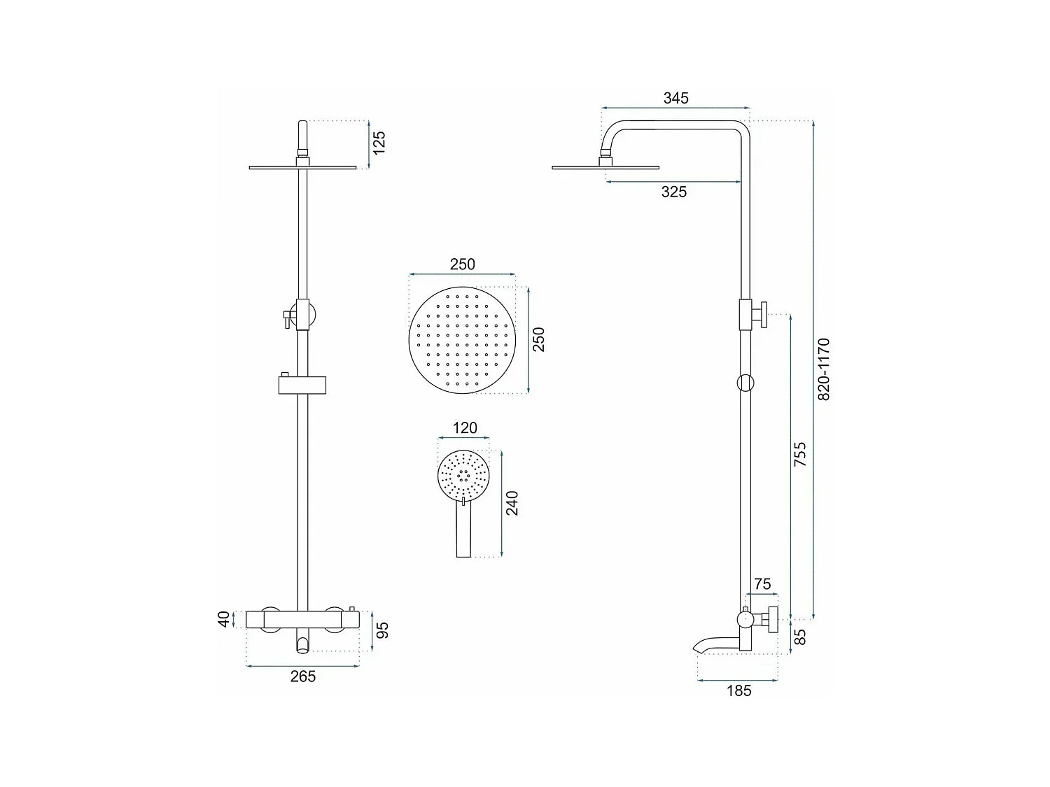 Doucheset Met Thermostaat Rea Lungo Termostat White