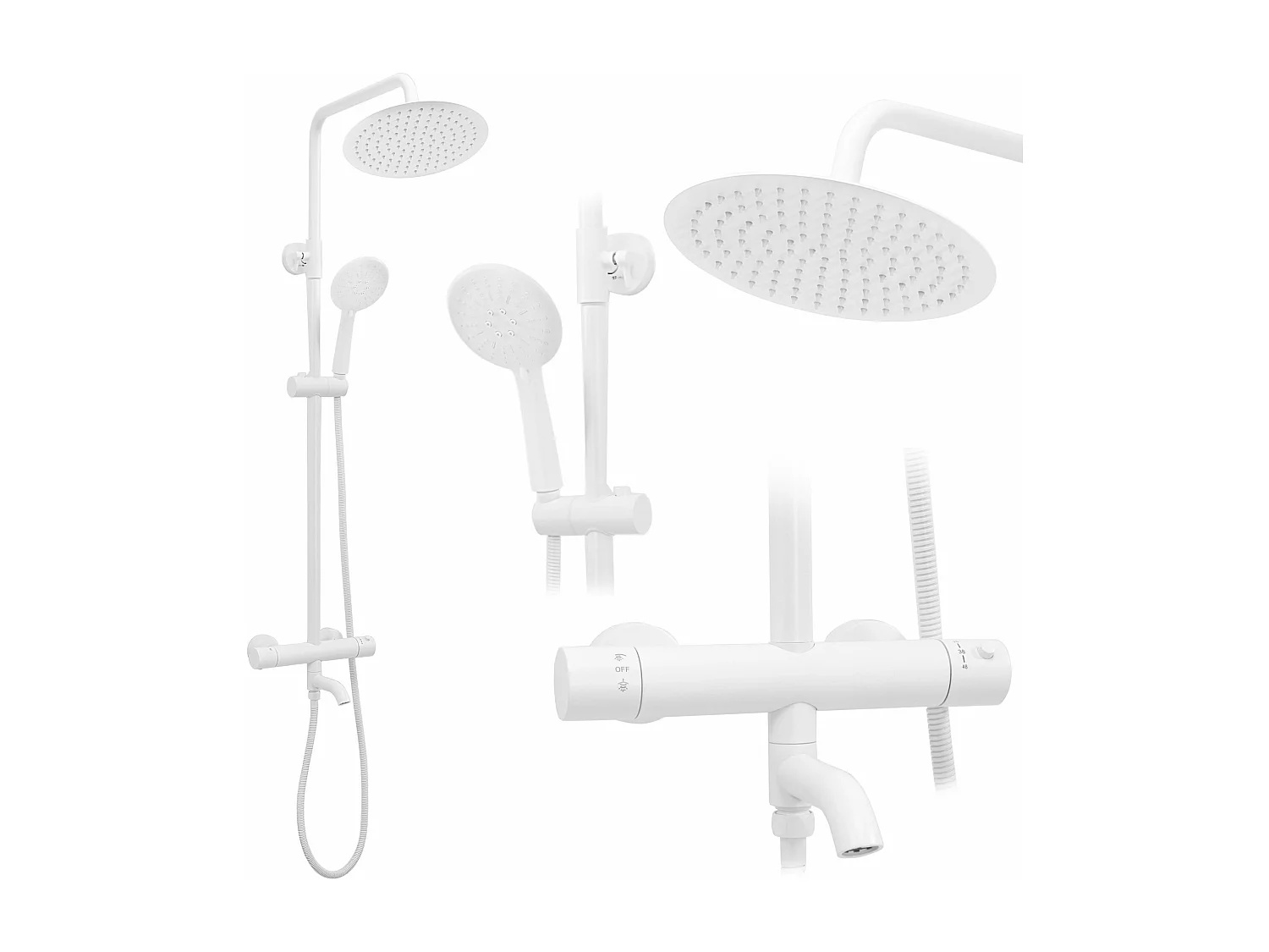 Kit De Douche Avec Thermostat Rea Lungo Termostat White