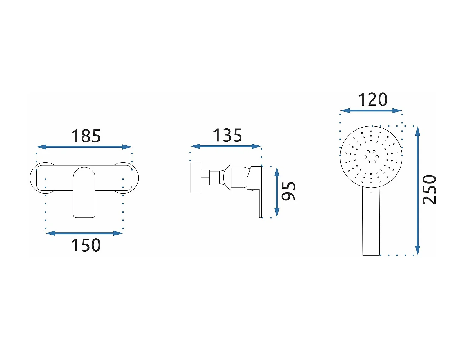 Robinet De Douche Rea My1805-8Bg Bloom Black/Gold