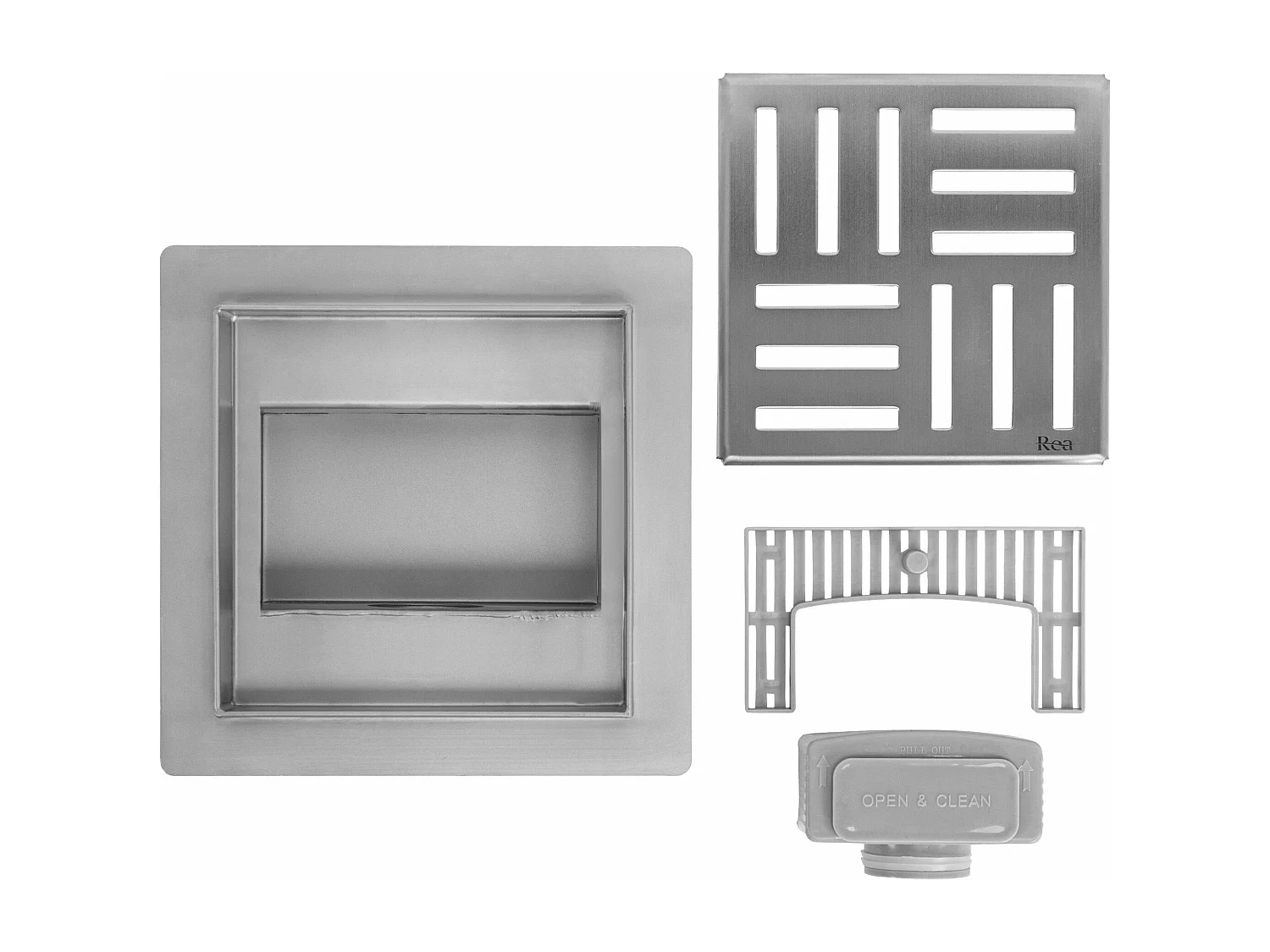 Dreno Linear Rea Cross 150X150 Brush Steel