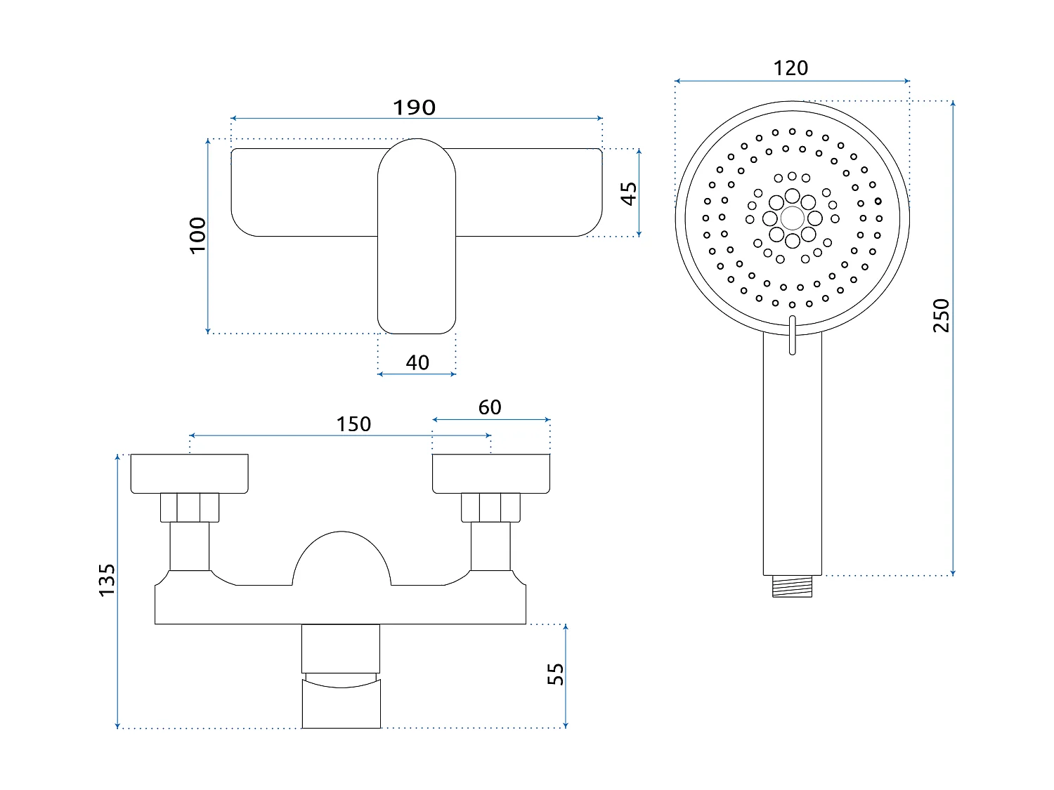 Robinet De Douche Rea Dart Black