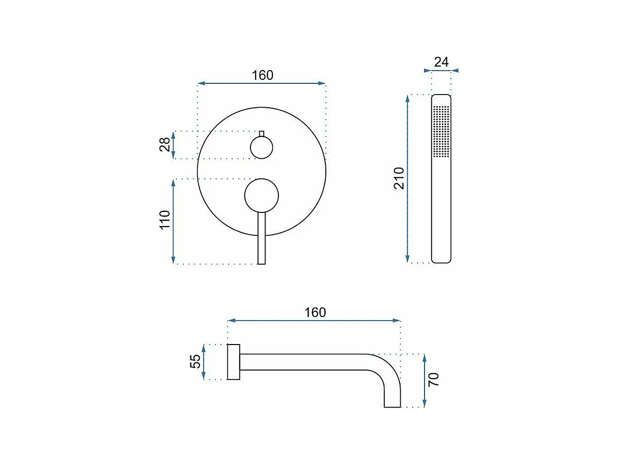 Inbouw Badmengkraan Rea Lungo White + Box