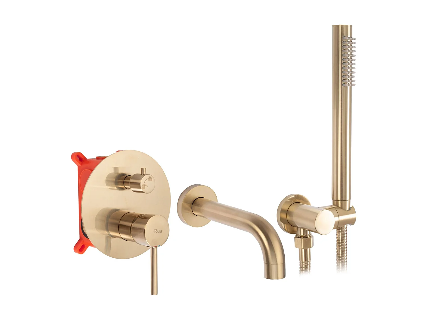 Torneira Oculta Para Banheira Rea Lungo Brush Gold + Box