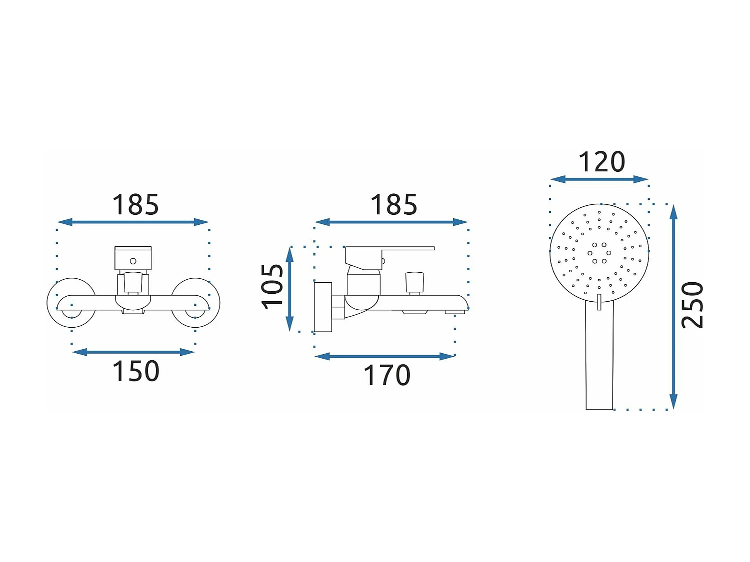Robinet De Baignoire Rea My1805-3Cw Bloom White/Grey