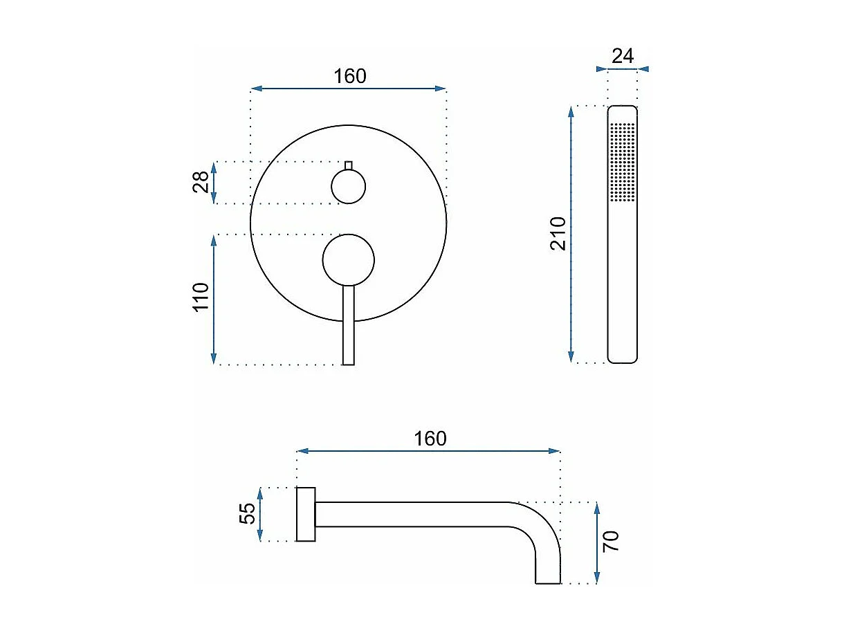 Robinet De Baignoire Encastré Rea Lungo Gold + Box