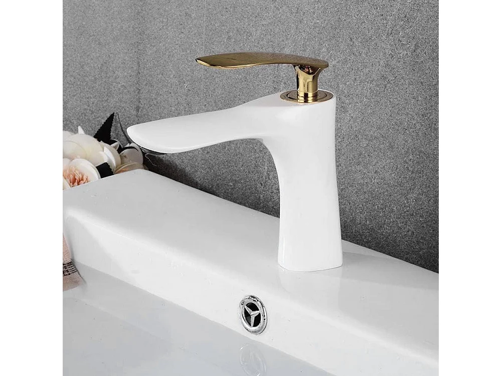 Waschbeckenarmatur Rea Orbit Low White/Gold