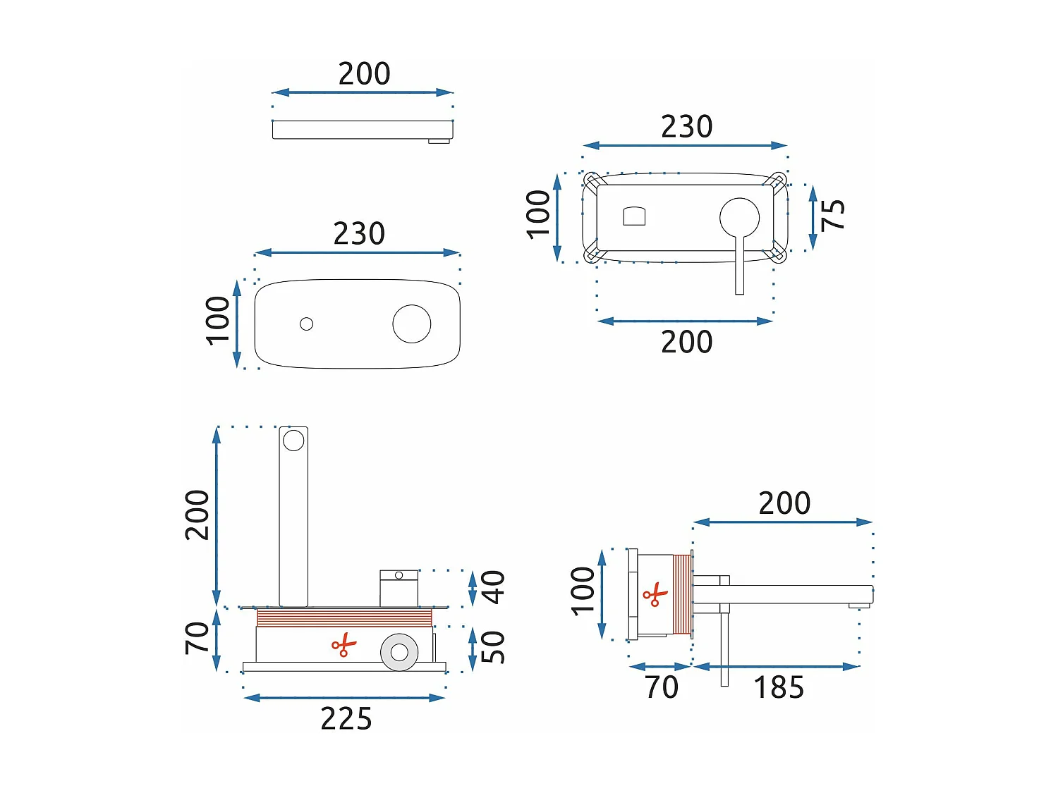 Robinet Encastré Rea Oval Black + Box