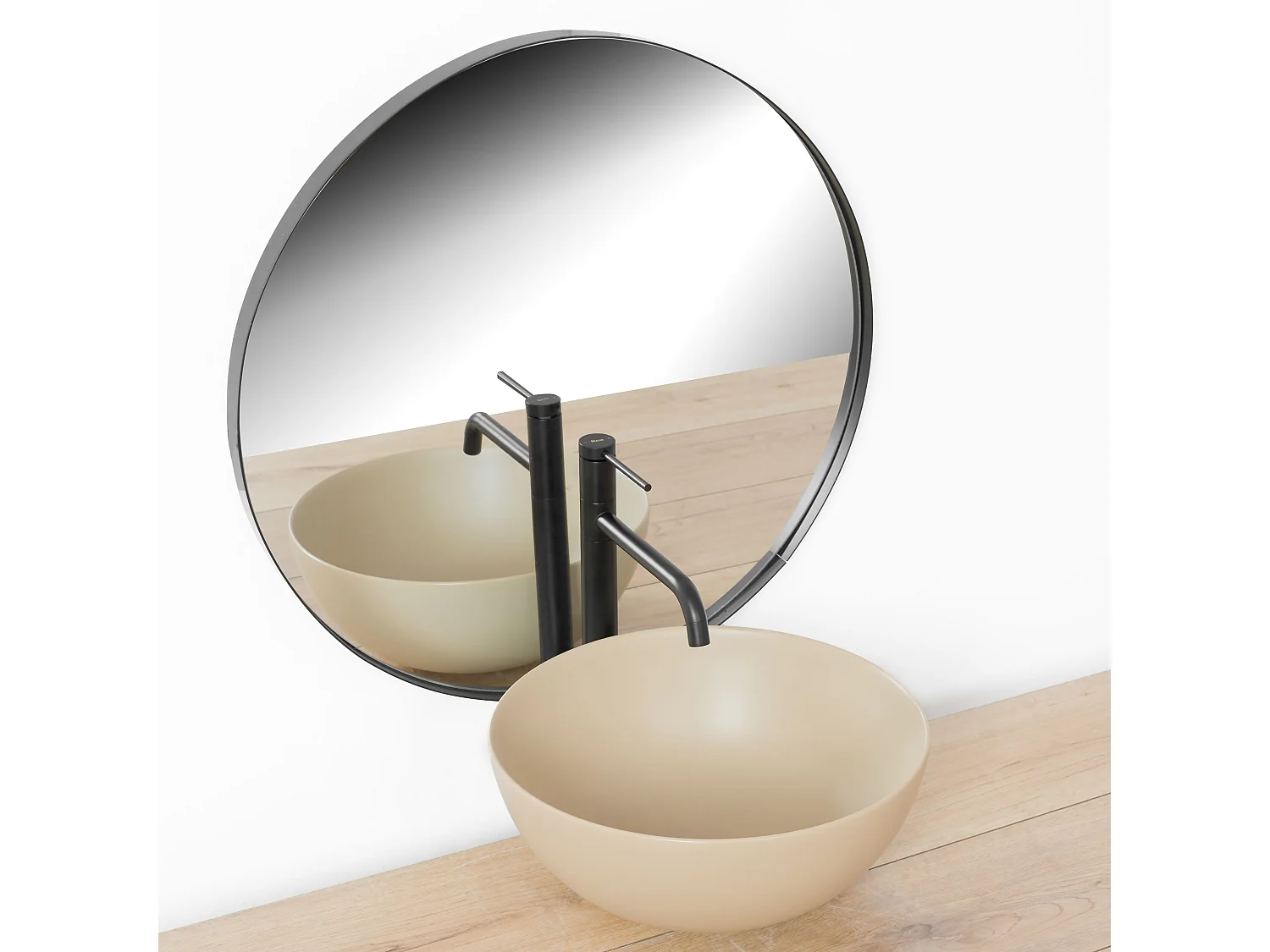 Robinet de lavabo REA Lugano High Black en laiton avec finition mate