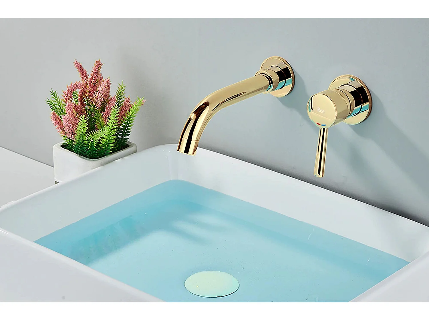 Rubinetto Da Parete Rea Lungo Long Gold + Box