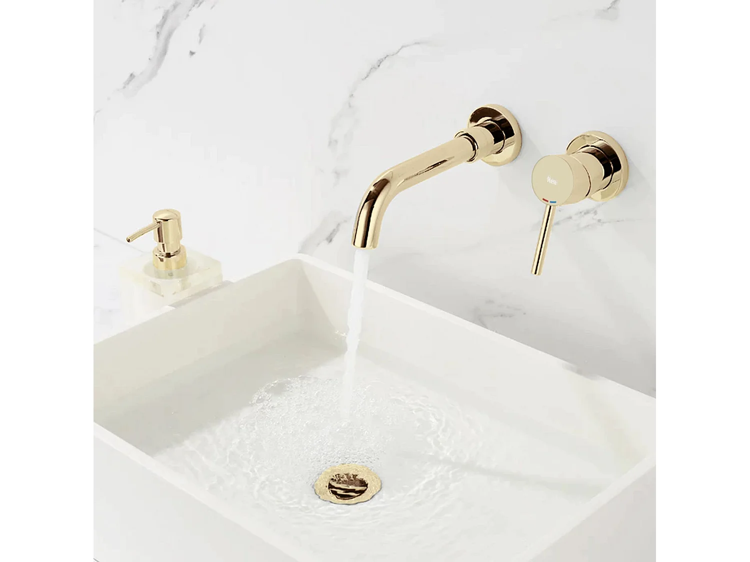 Rubinetto Da Parete Rea Lungo Long Gold + Box