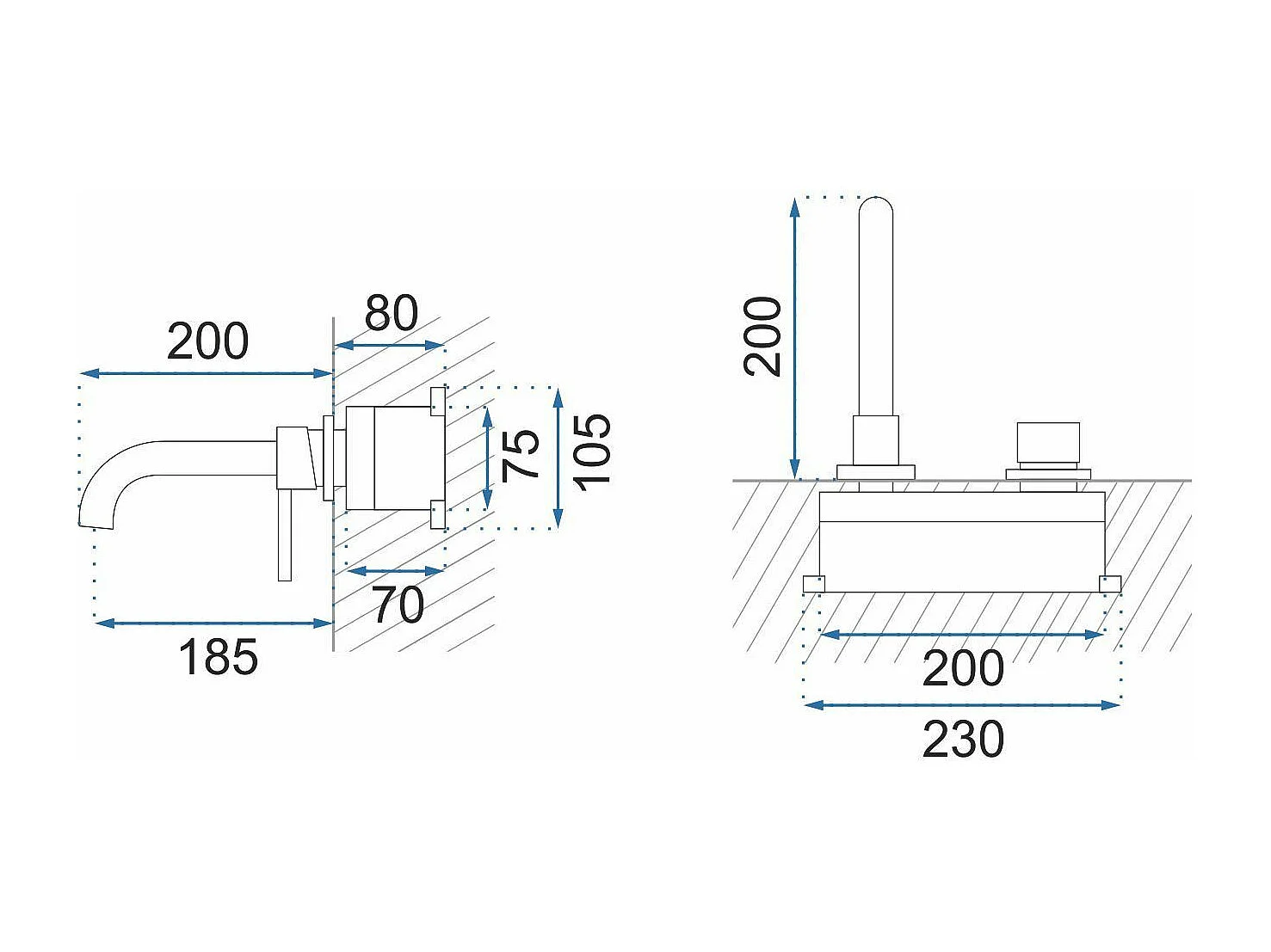 Robinet Mural Rea Lungo Long Brush Gold + Box