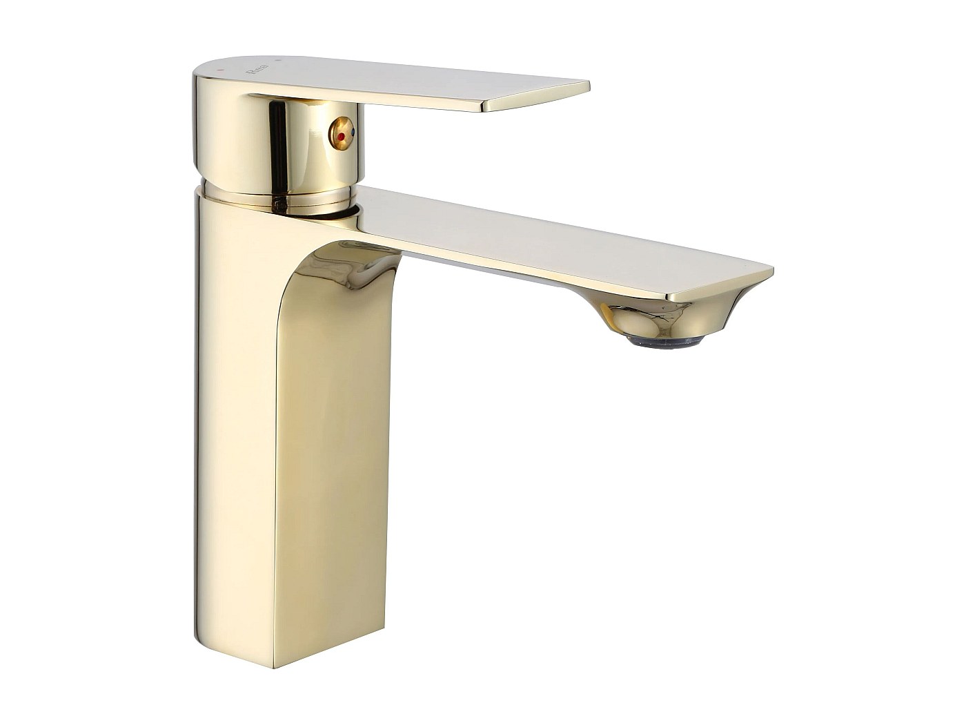 Rea ROBINET DE LAVABO STORM GOLD BAS Mitigeur Salle de Bain en Laiton Monocommande Chaude et Froide Réglable Robinet de Lavage à la Main (or clair