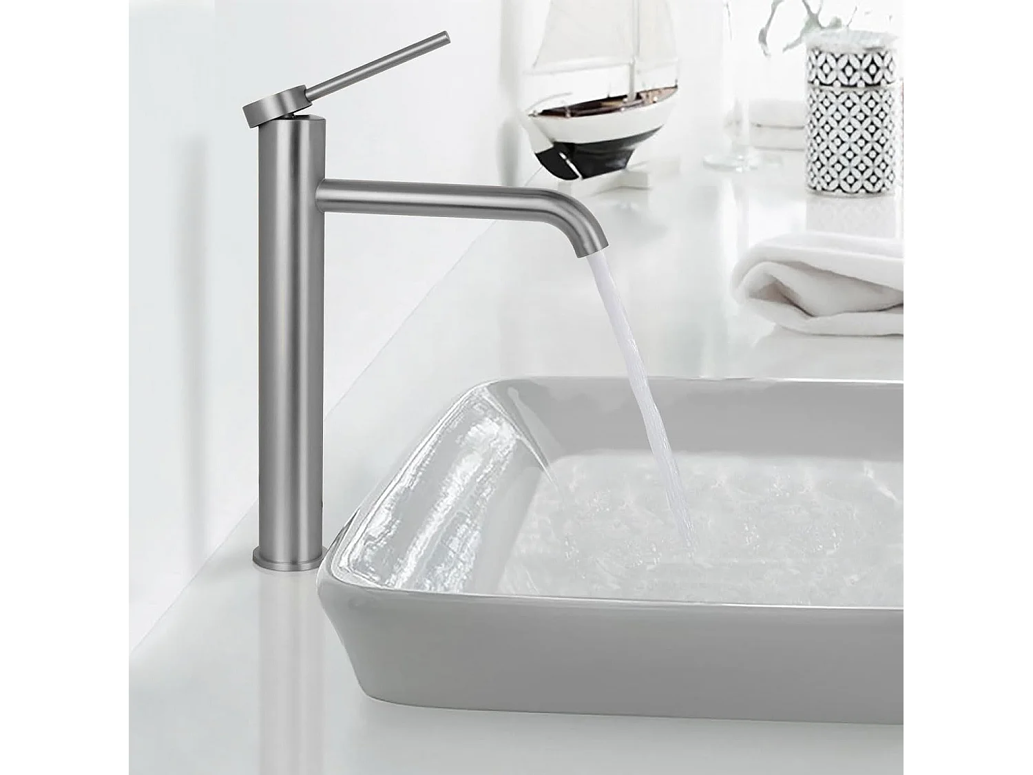 Grifo De Lavabo Rea Js-B311-1N Clif High Brush Nickel