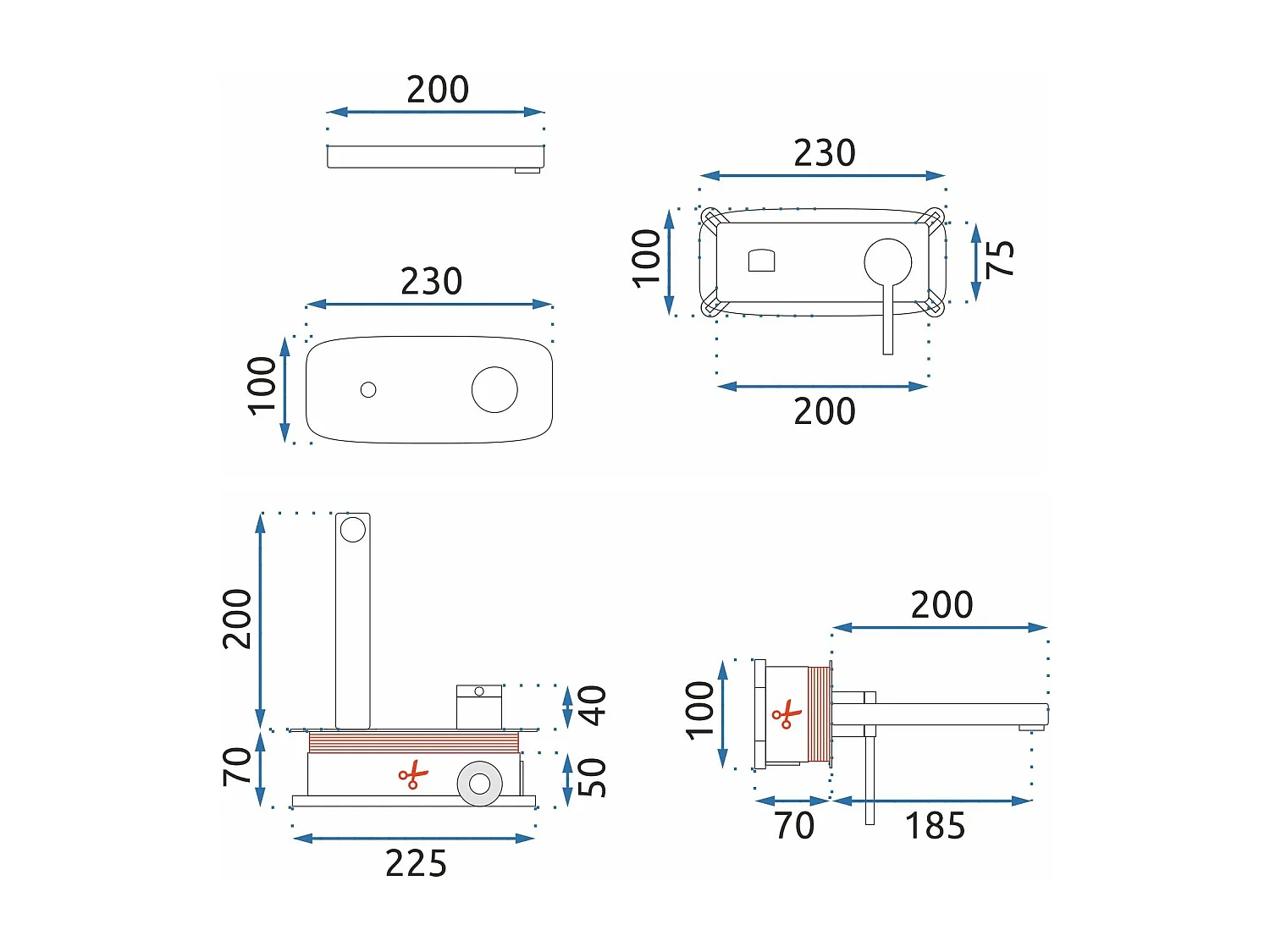 Torneira Oculta Para Lavatório Rea Oval Gold + Box