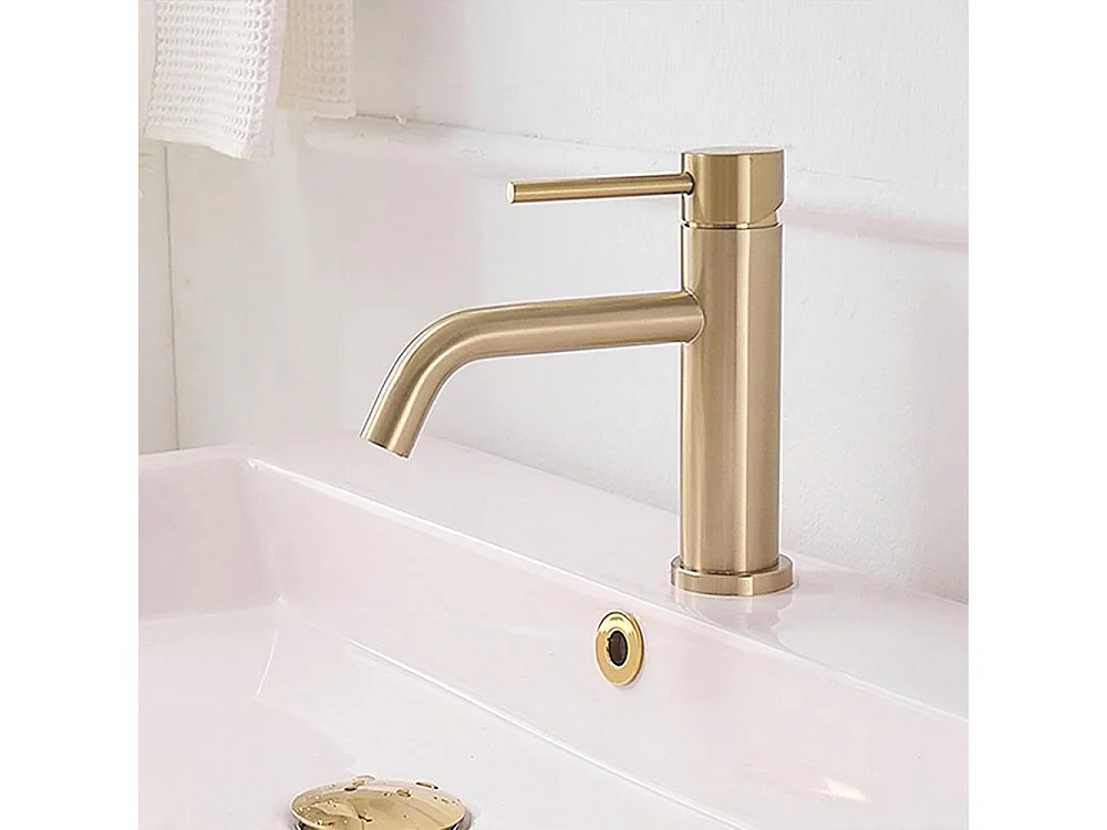 Robinet De Lavabo Rea Lungo Low Brush Gold