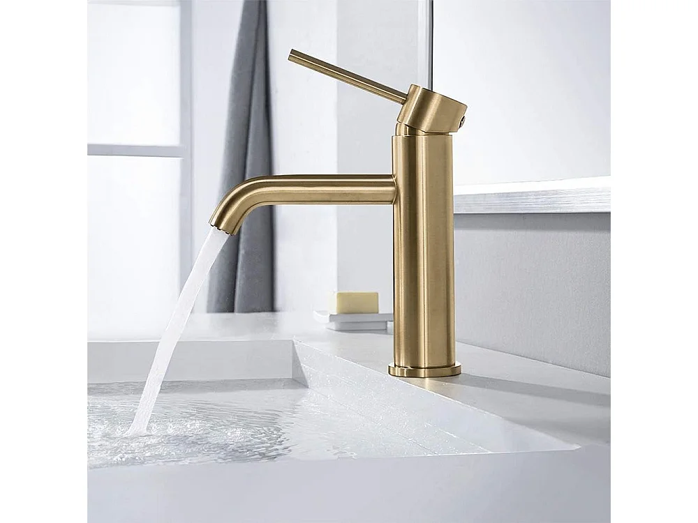 Robinet De Lavabo Rea Lungo Low Brush Gold