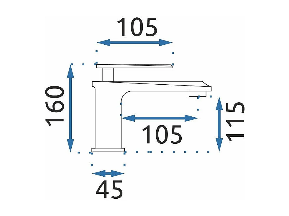 Rubinetto Da Lavabo Rea My1709-2Dbr Romano Low Black