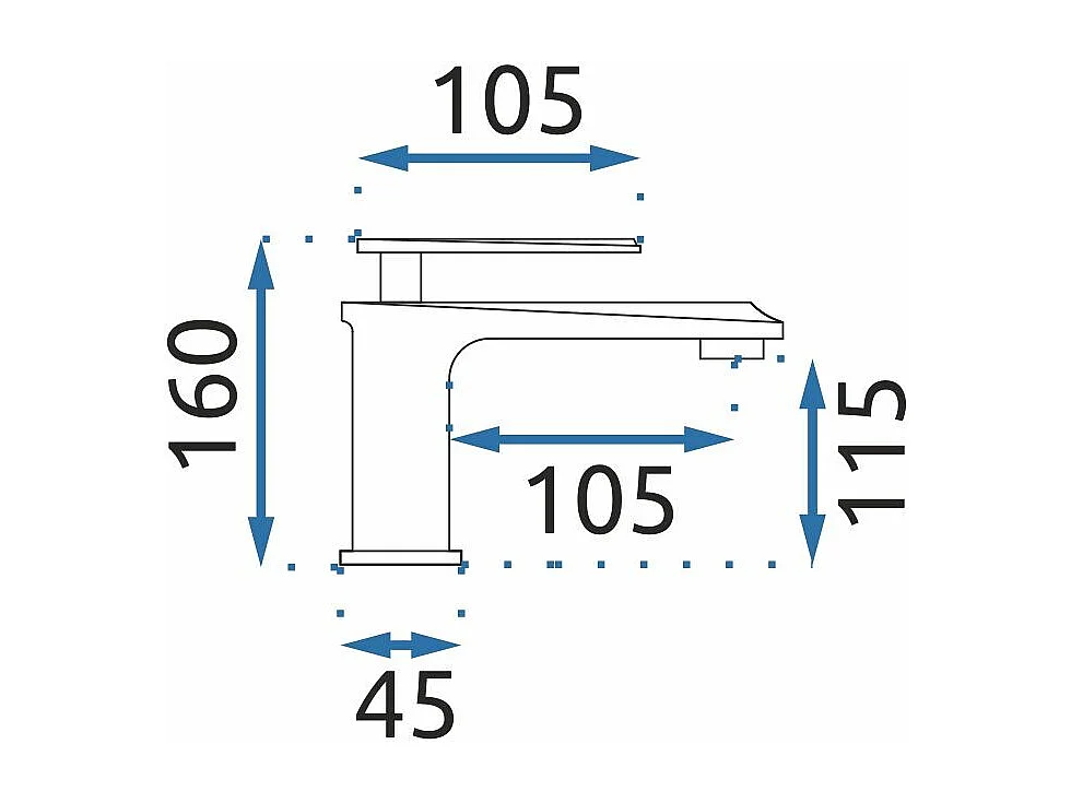 Rubinetto Da Lavabo Rea My1709-2Dbr Romano Low Black