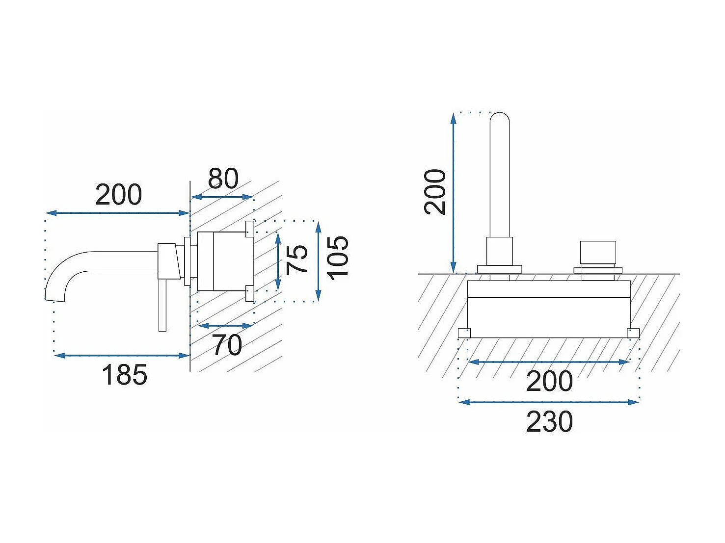 Robinet Mural Rea Lungo Long Chrome + Box