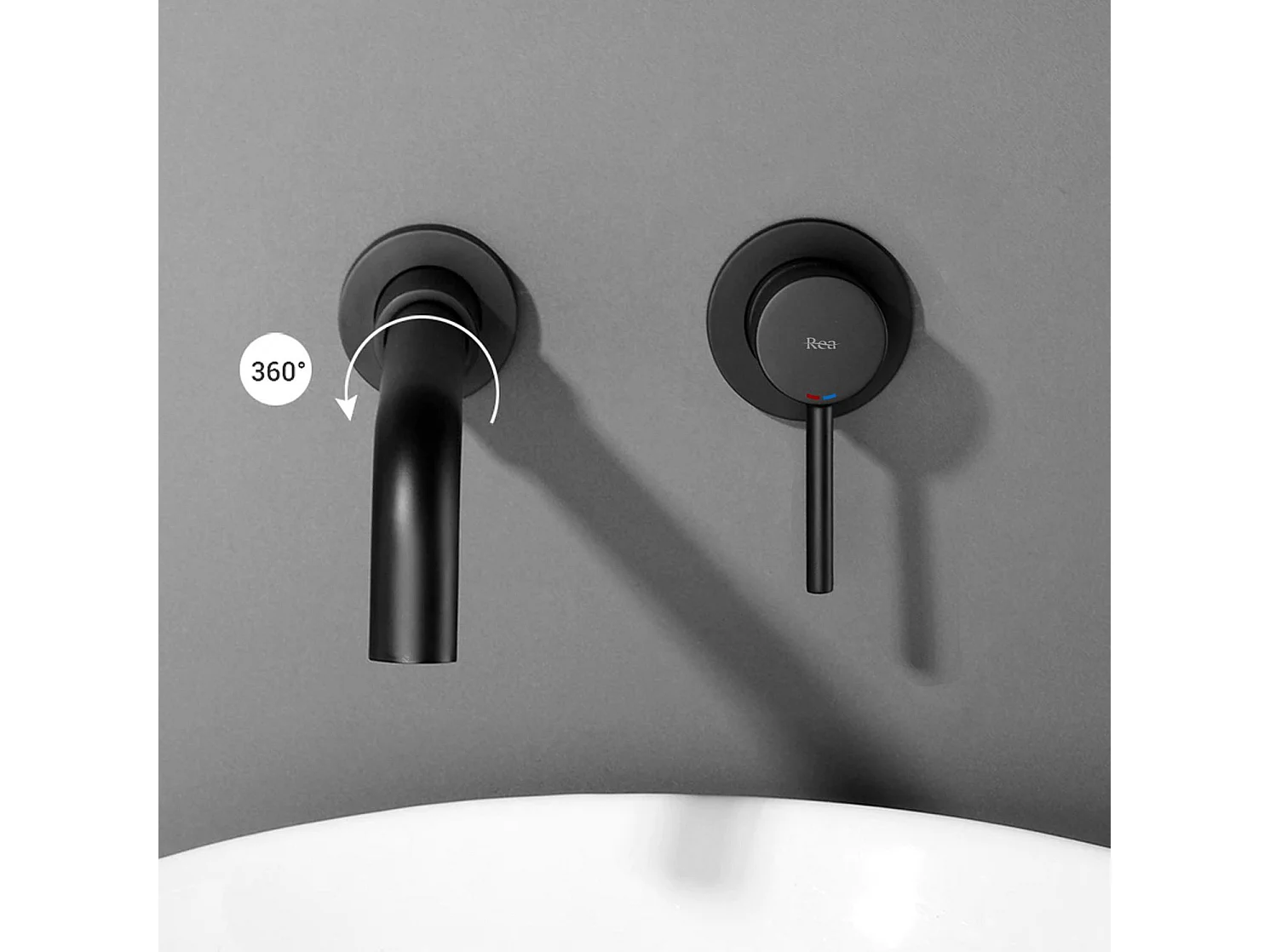 Grifo Empotrado Oculto Rea Lungo Long Black + Box