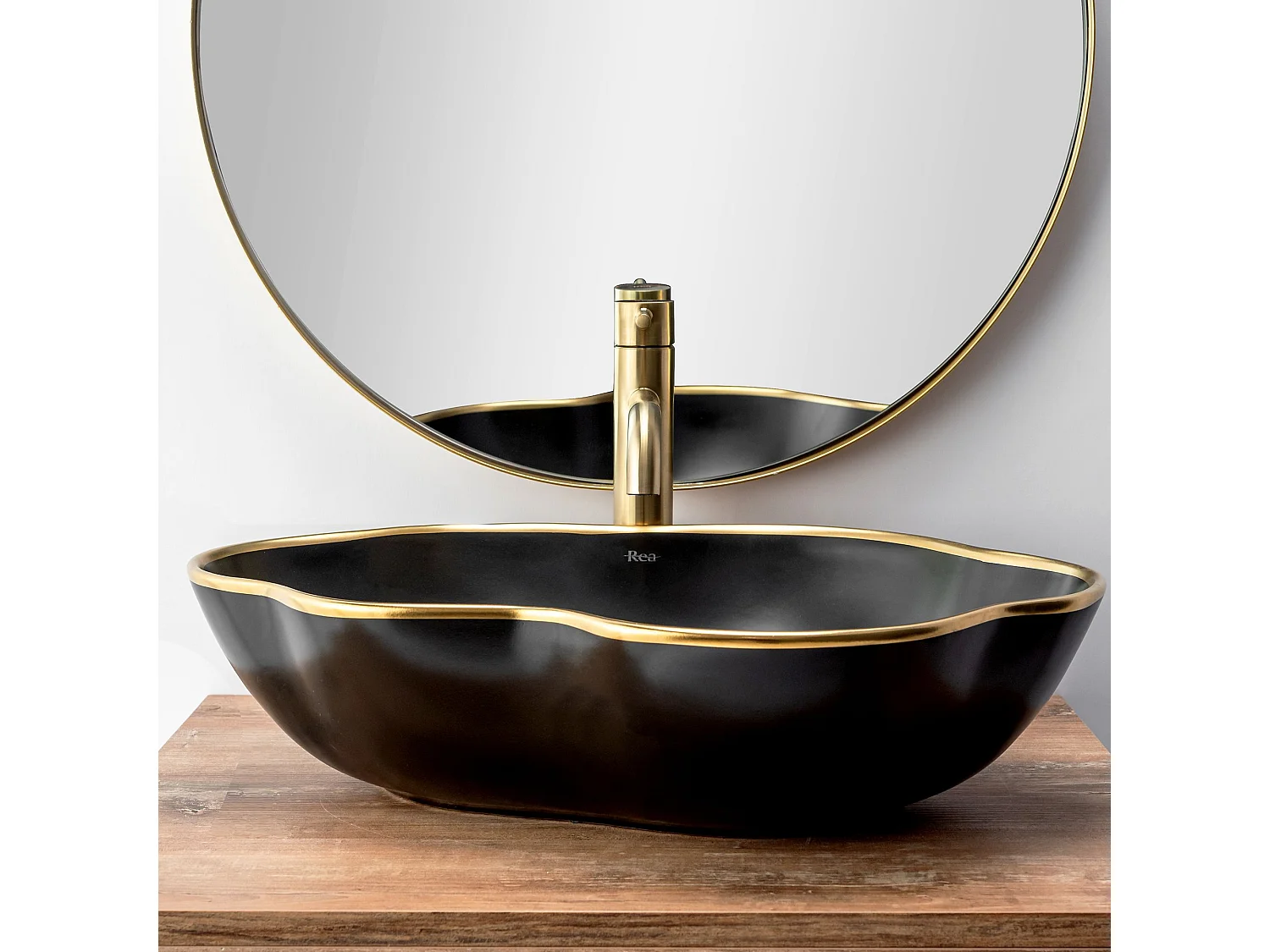 Orbit Misturadora De Lavatório Rea Lungo High Brush Gold