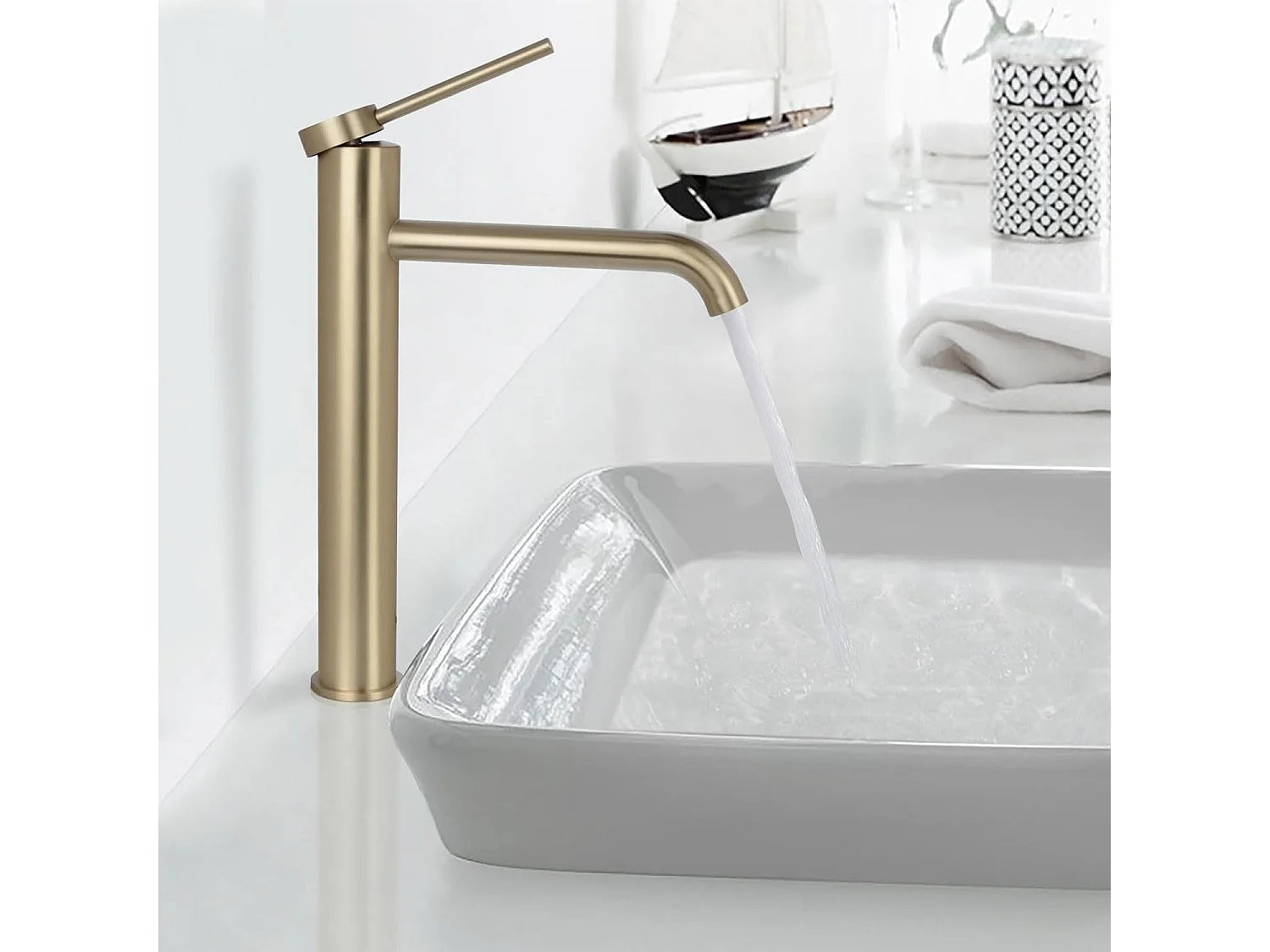 Robinet De Lavabo Rea Js-B311-1Bg Clif High Brush Gold