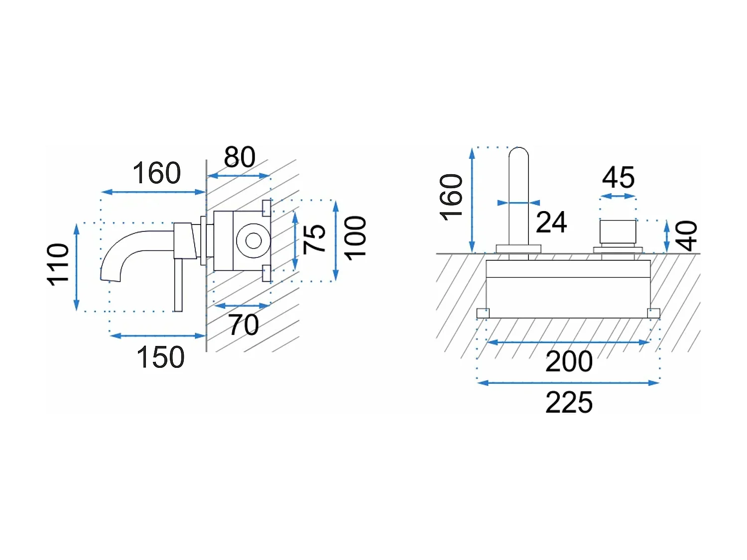 Rubinetto Da Parete Rea Lungo Black + Box