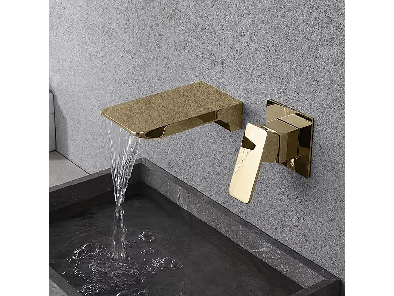 Robinet mural en laiton REA Mason Gold avec fonctionnement mécanique