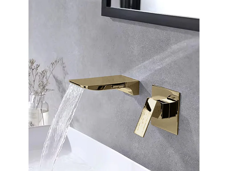 Ścienne baterie umywalkowe z mosiądzu REA Mason Gold z mechanizmem mechanicznym