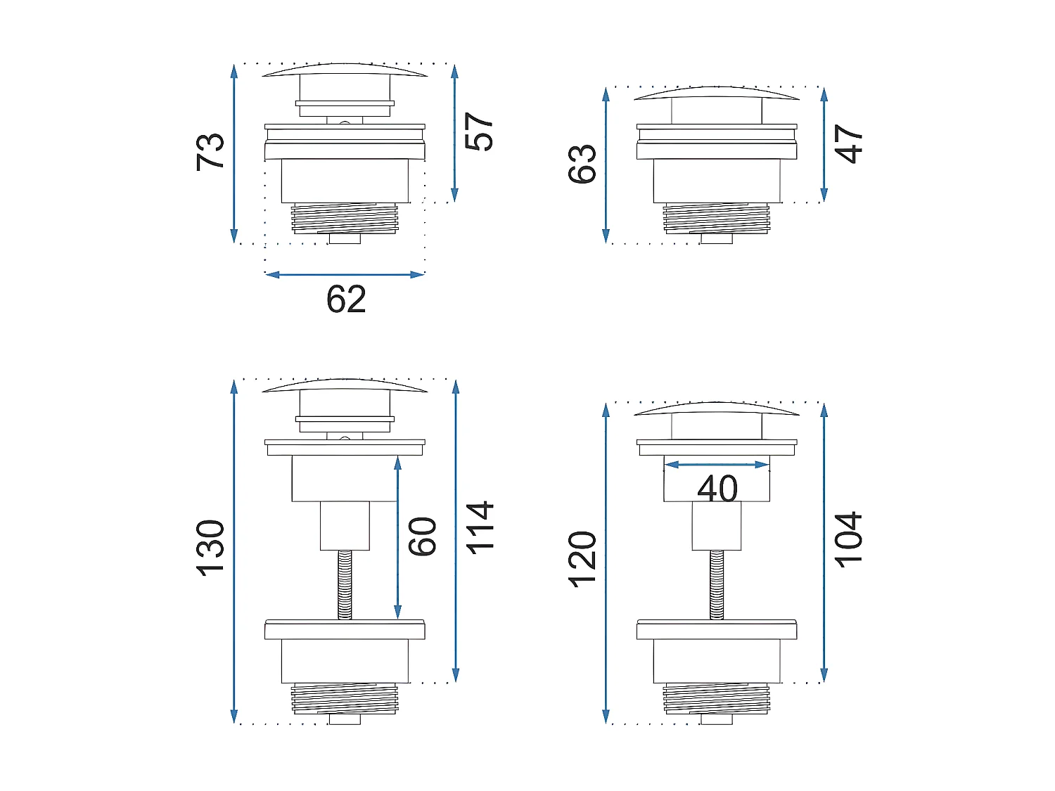 Wastafelplug Universeel Klik-Klak Rea Rose Gold