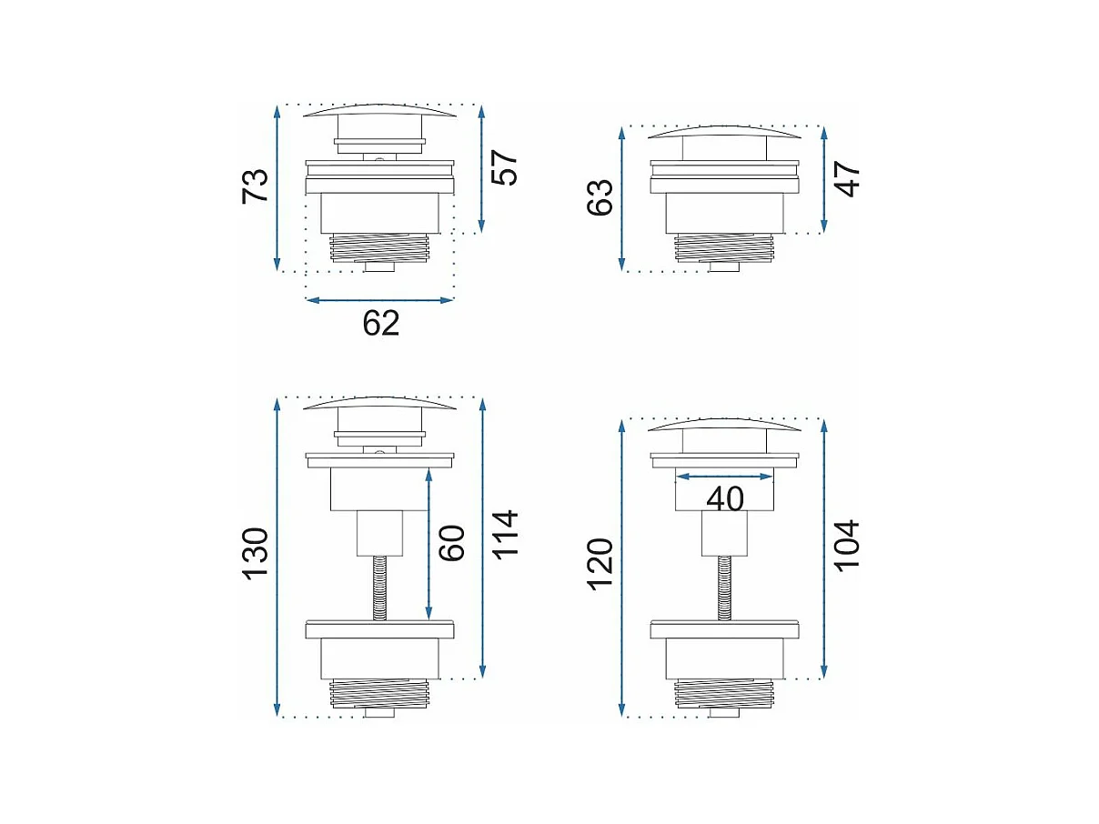 Wastafelplug Universeel Klik-Klak Rea Black Old