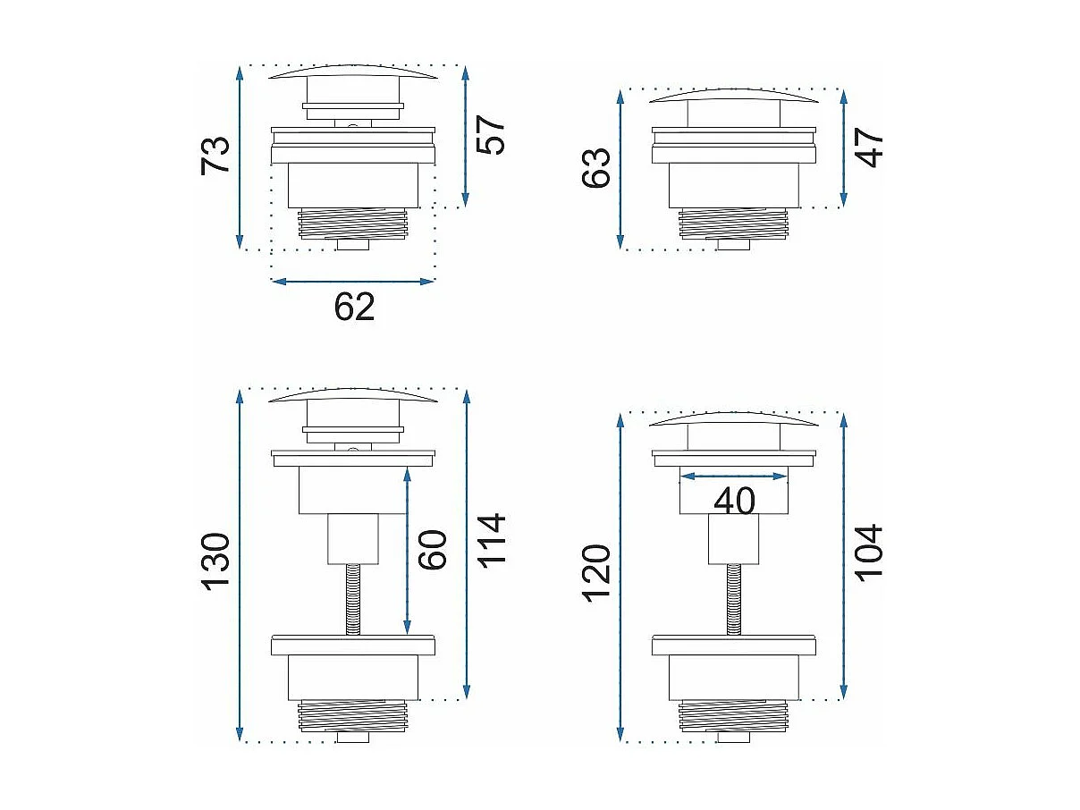 Syphon Wastafelsifon Klik-Klak Universeel Rea Rose Gold