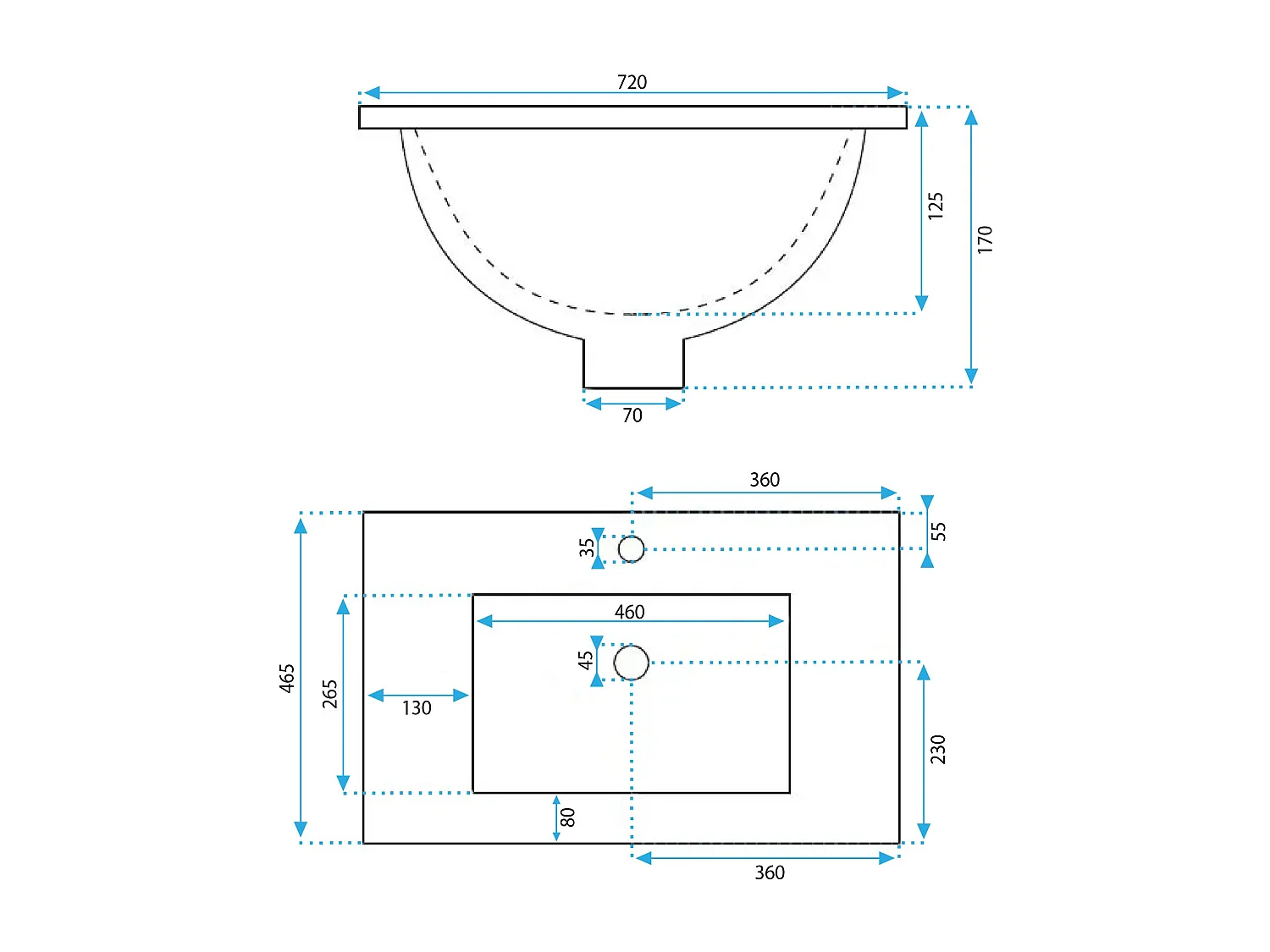 Vasque À Encastrer Rea Dafne 70 White