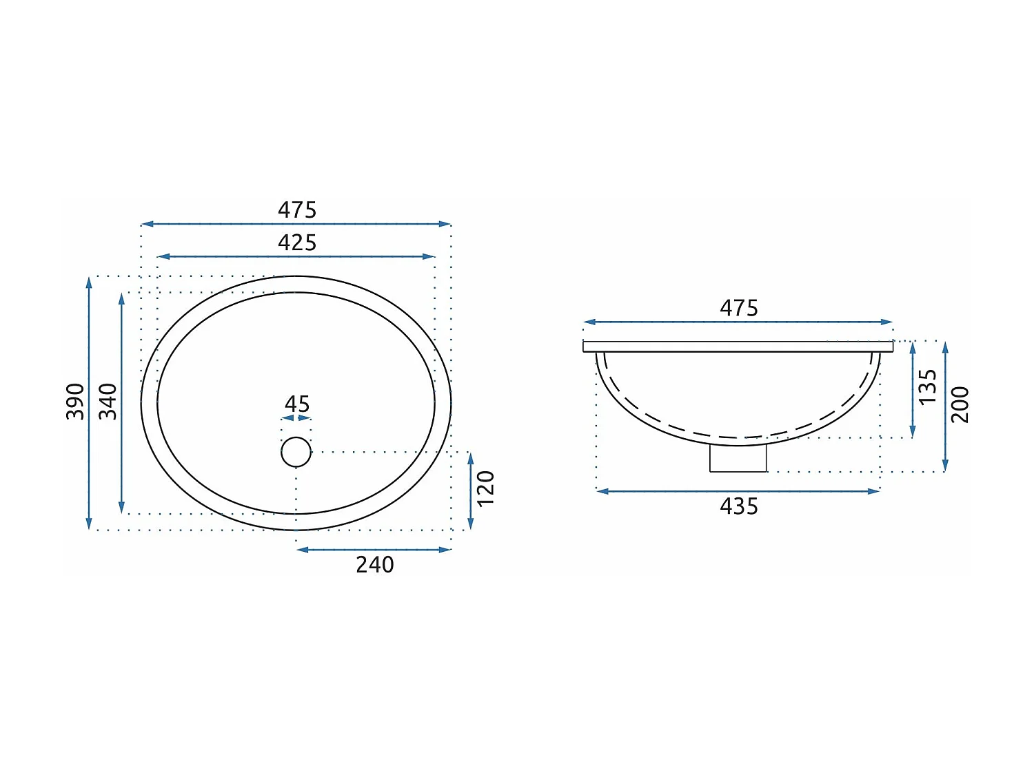 Vasque à encastrer Rea Nel white