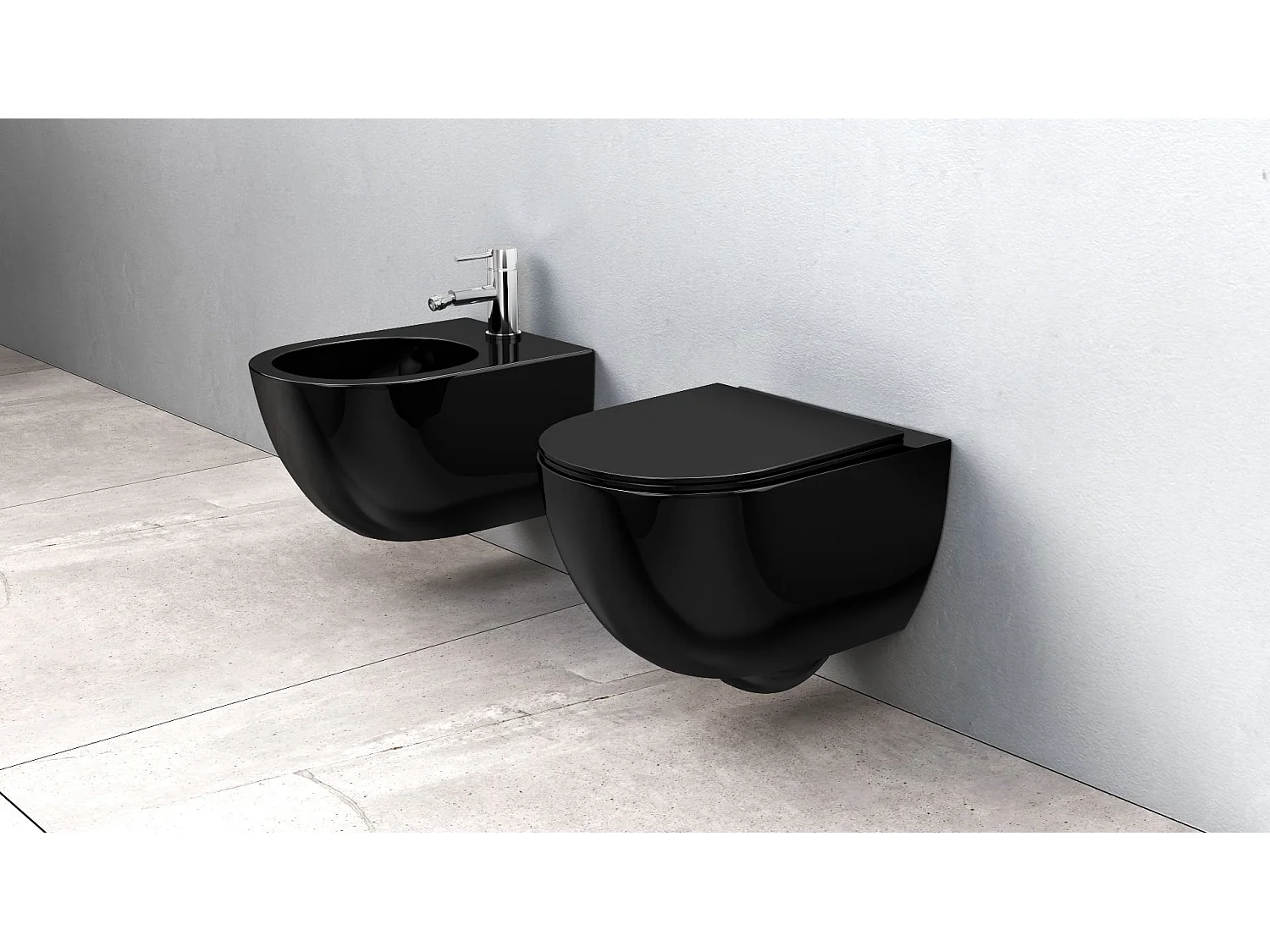 Vaso Sanitário Suspenso Rea Carlo Mini Rimless Duroplast/Flat/Zm Black