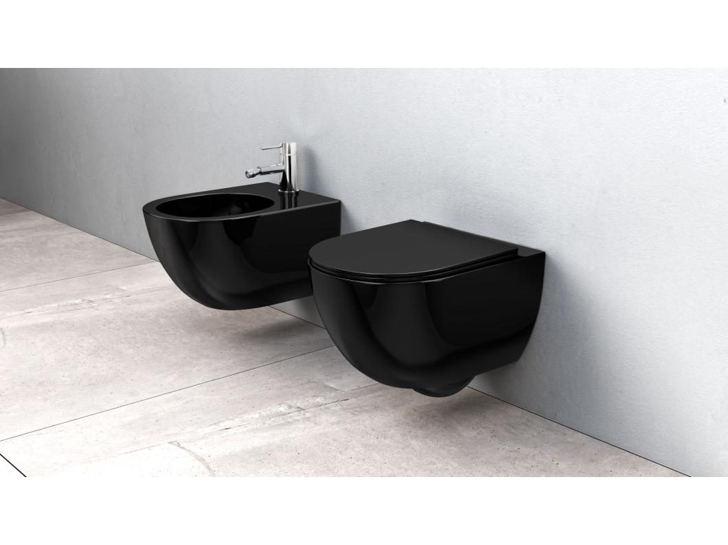 Vaso Wc Sospeso Rea Carlo Mini Rimless Duroplast/Flat/Zm Black