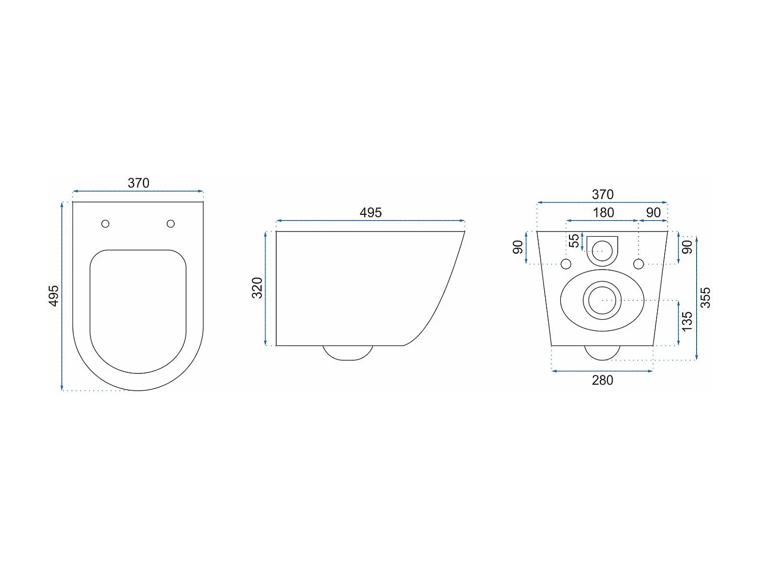 Cuvette Wc Suspendue Rea Carlo Mini Rimless Duroplast/Flat/Zm White