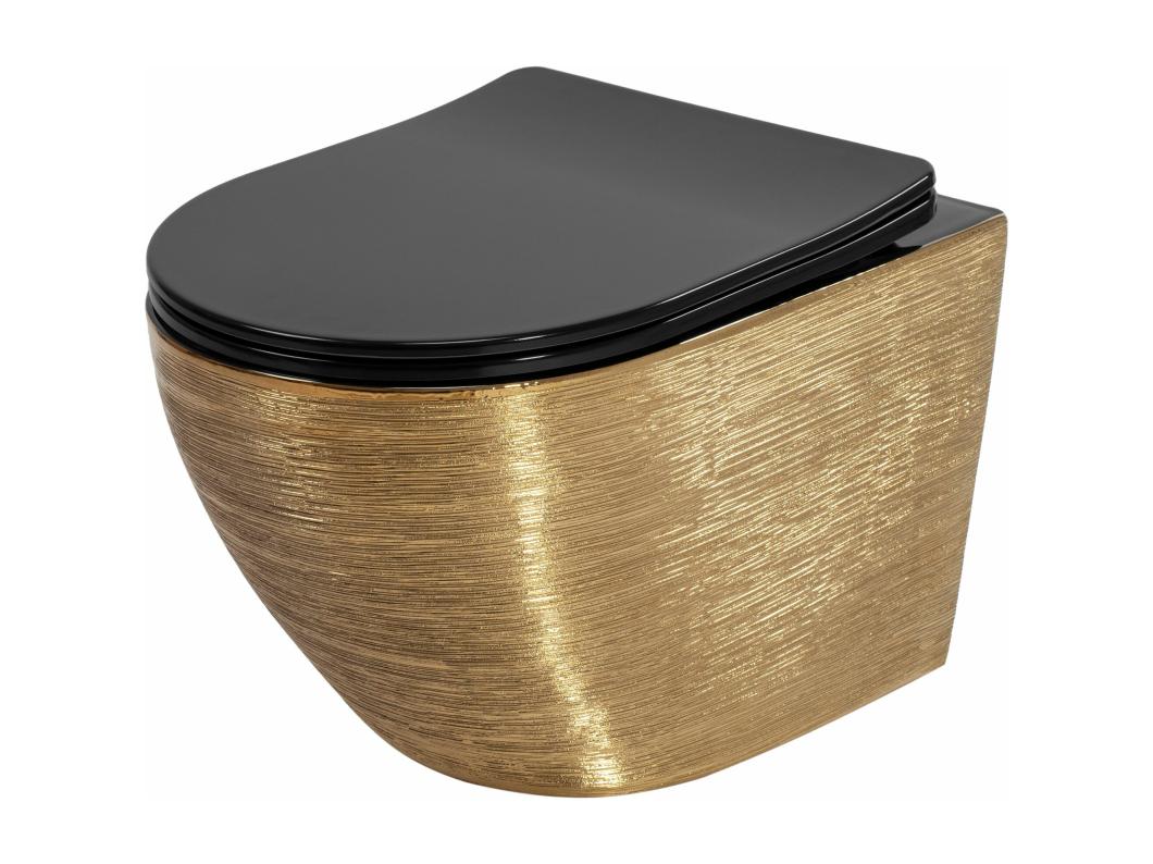 Hangende Toilet Rea Carlo Mini Riml Dur/Flat/Zm Brush Gold