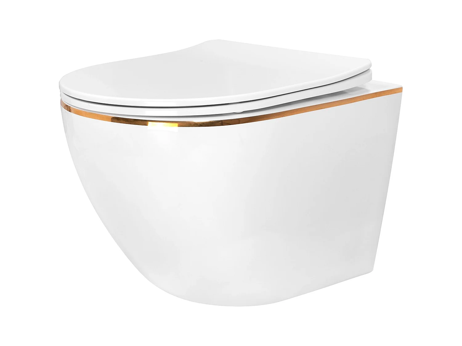 Cuvette WC suspendue Rea Carlo Mini Rimless Dur/Flat/ZM Blanc/Or